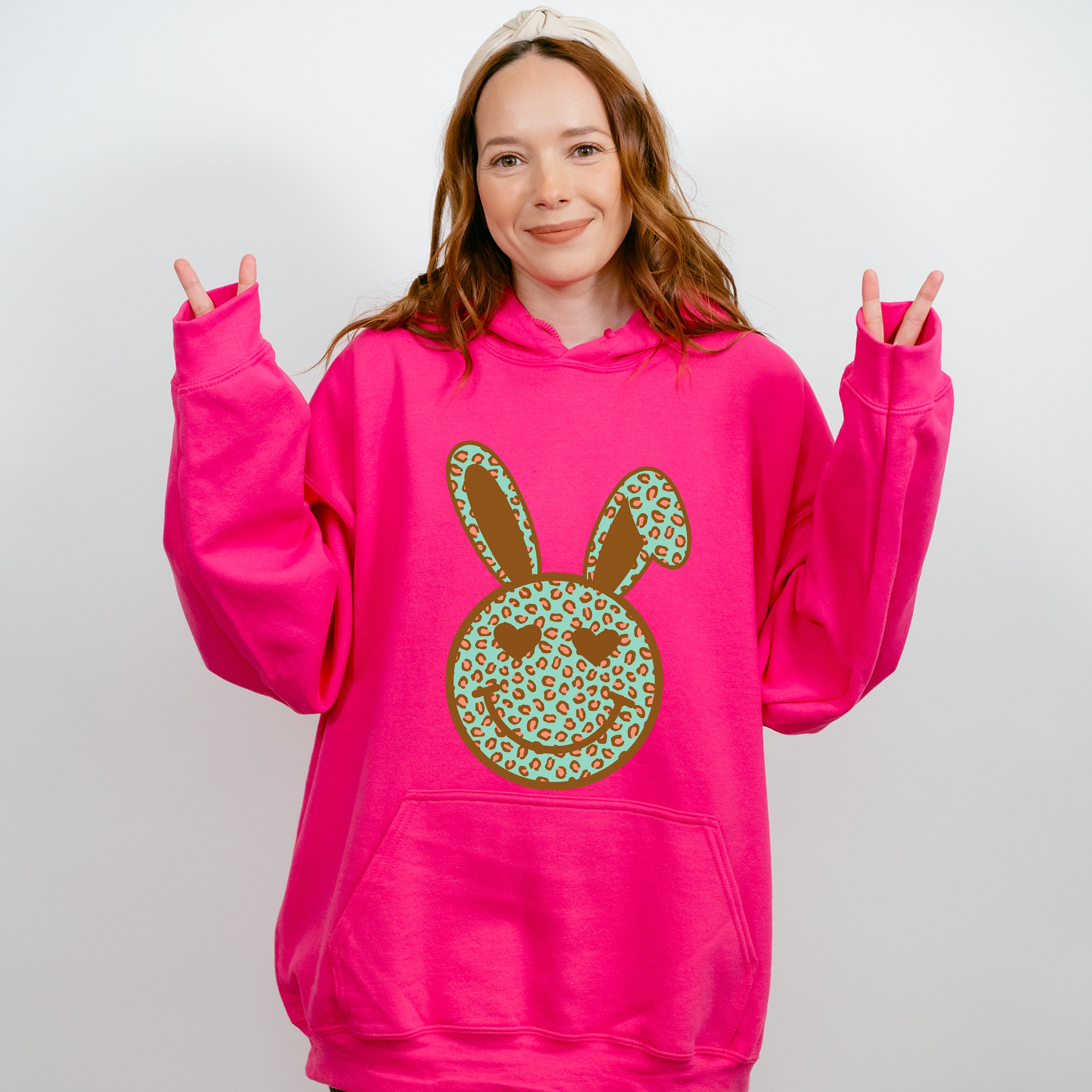 Bunny Ears Smiley Easter Day Unisex Crewneck T-Shirt Sweatshirt Hoodie