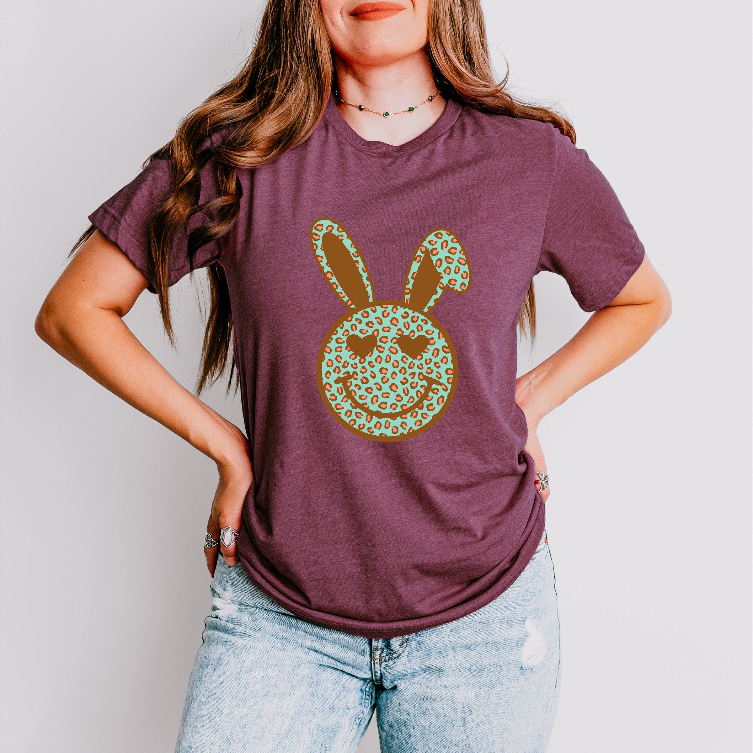 Bunny Ears Smiley Easter Day Unisex Crewneck T-Shirt Sweatshirt Hoodie