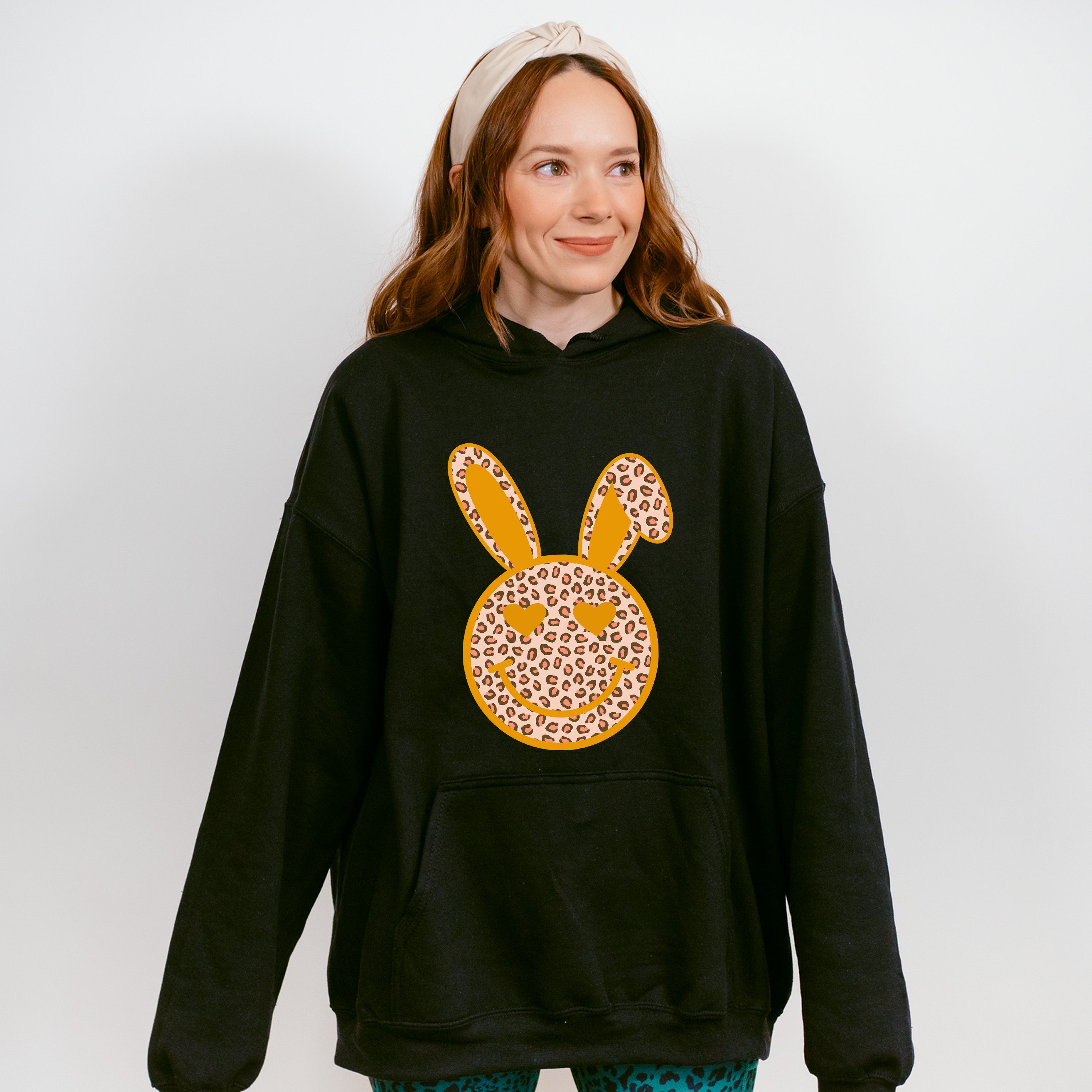 Orange Bunny Ears Smiley Easter Day Unisex Crewneck T-Shirt Sweatshirt Hoodie
