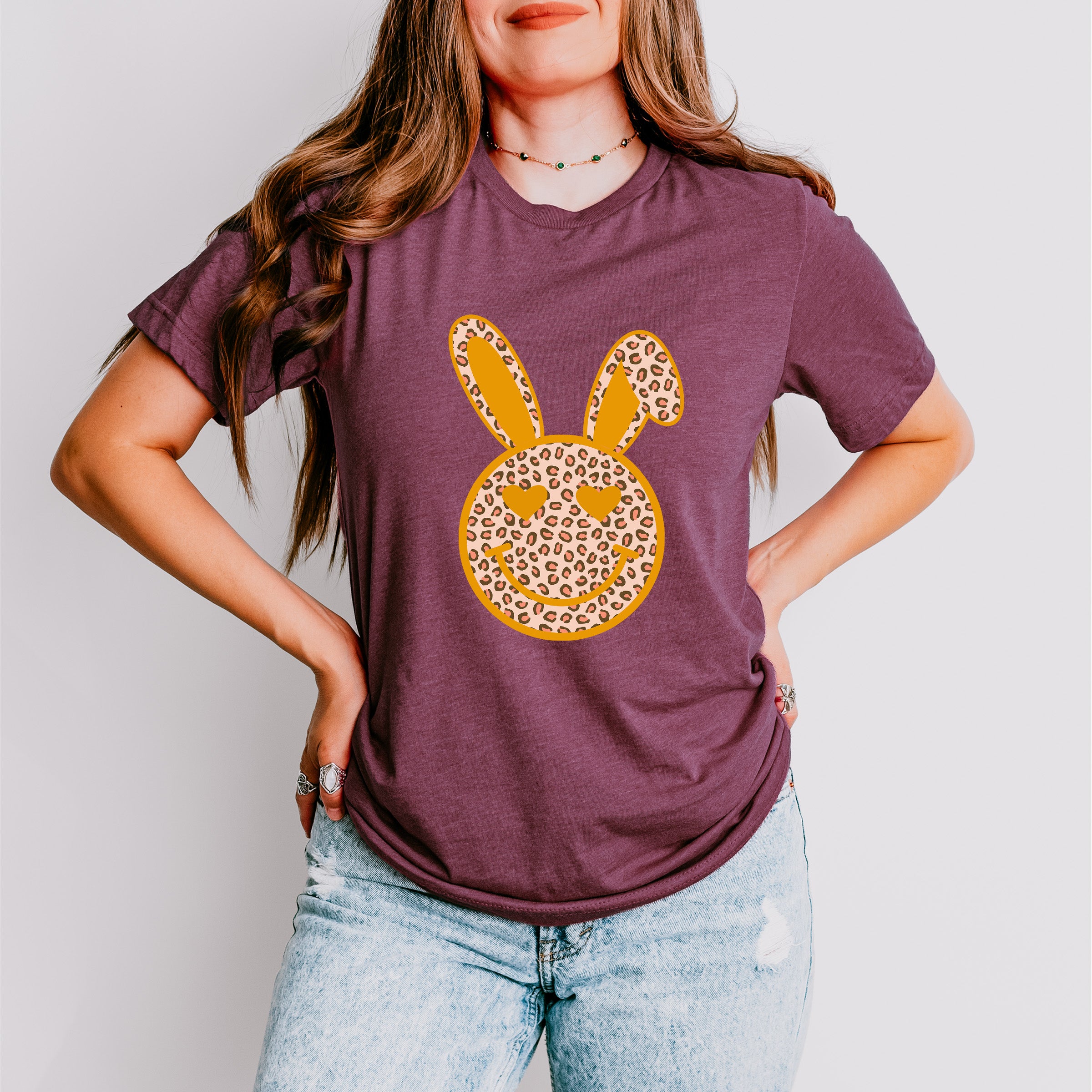 Orange Bunny Ears Smiley Easter Day Unisex Crewneck T-Shirt Sweatshirt Hoodie