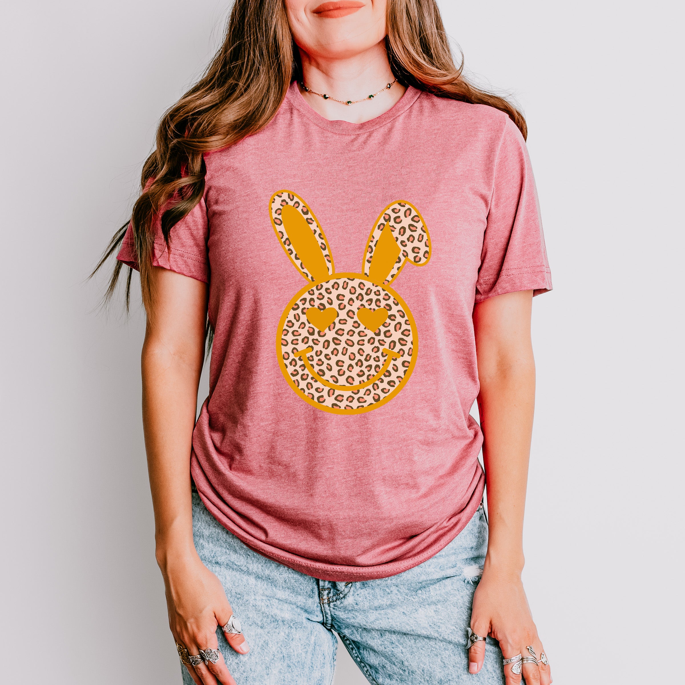 Orange Bunny Ears Smiley Easter Day Unisex Crewneck T-Shirt Sweatshirt Hoodie