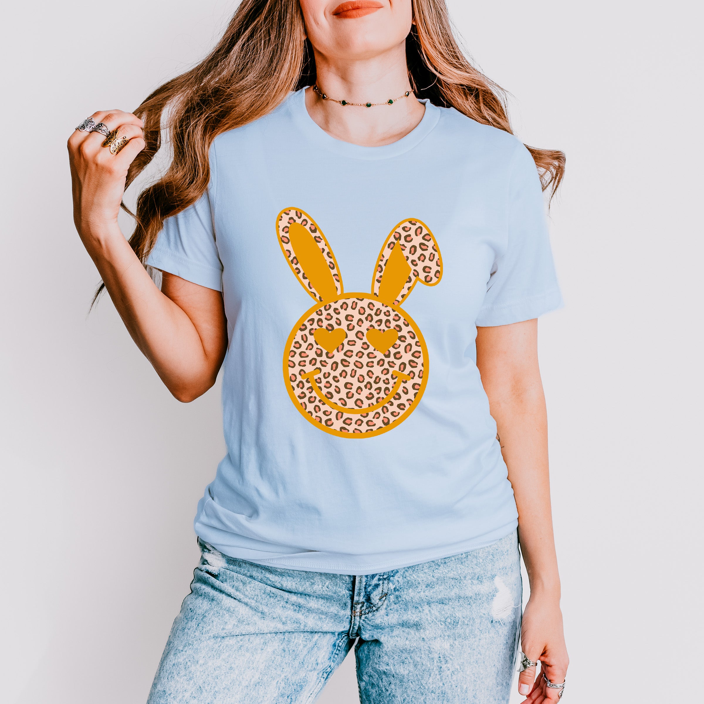 Orange Bunny Ears Smiley Easter Day Unisex Crewneck T-Shirt Sweatshirt Hoodie