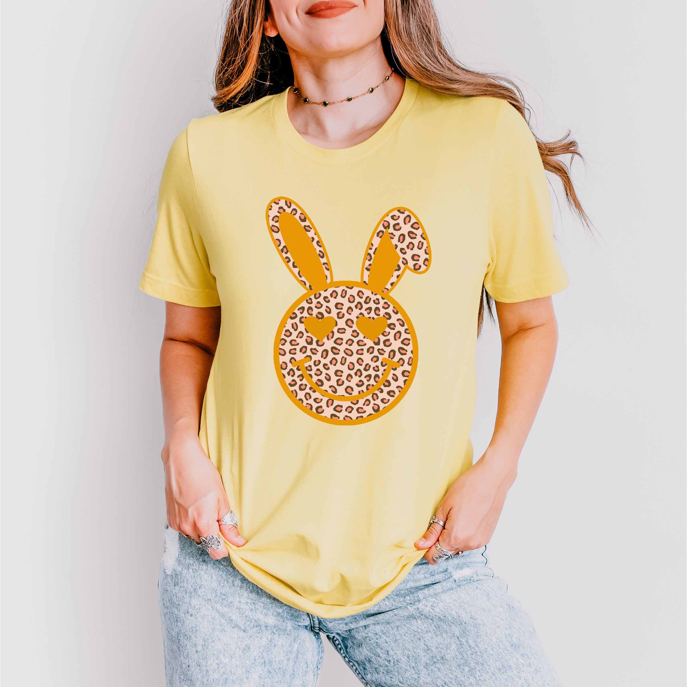 Orange Bunny Ears Smiley Easter Day Unisex Crewneck T-Shirt Sweatshirt Hoodie