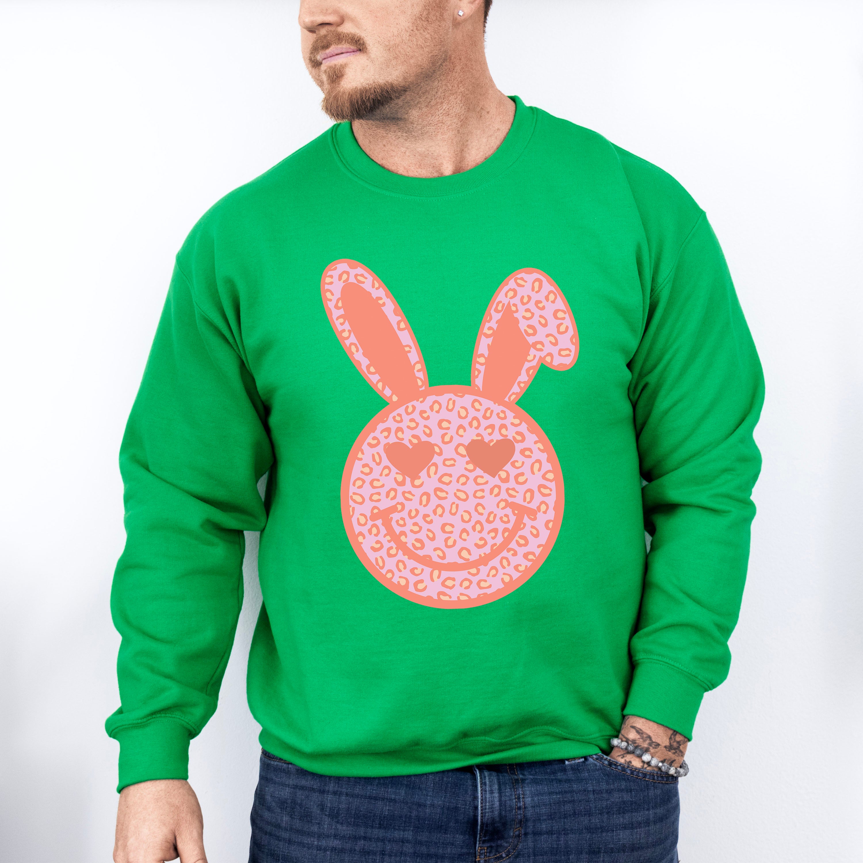 Peach Bunny Ears Smiley Easter Day Unisex Crewneck T-Shirt Sweatshirt Hoodie