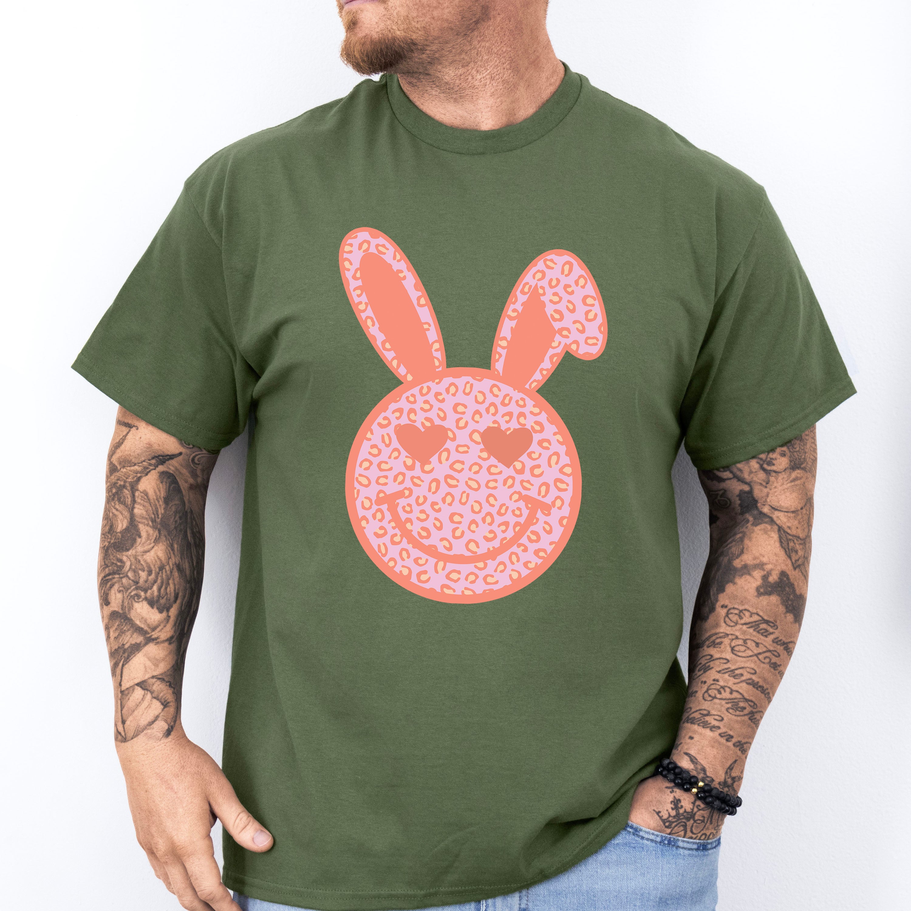 Peach Bunny Ears Smiley Easter Day Unisex Crewneck T-Shirt Sweatshirt Hoodie