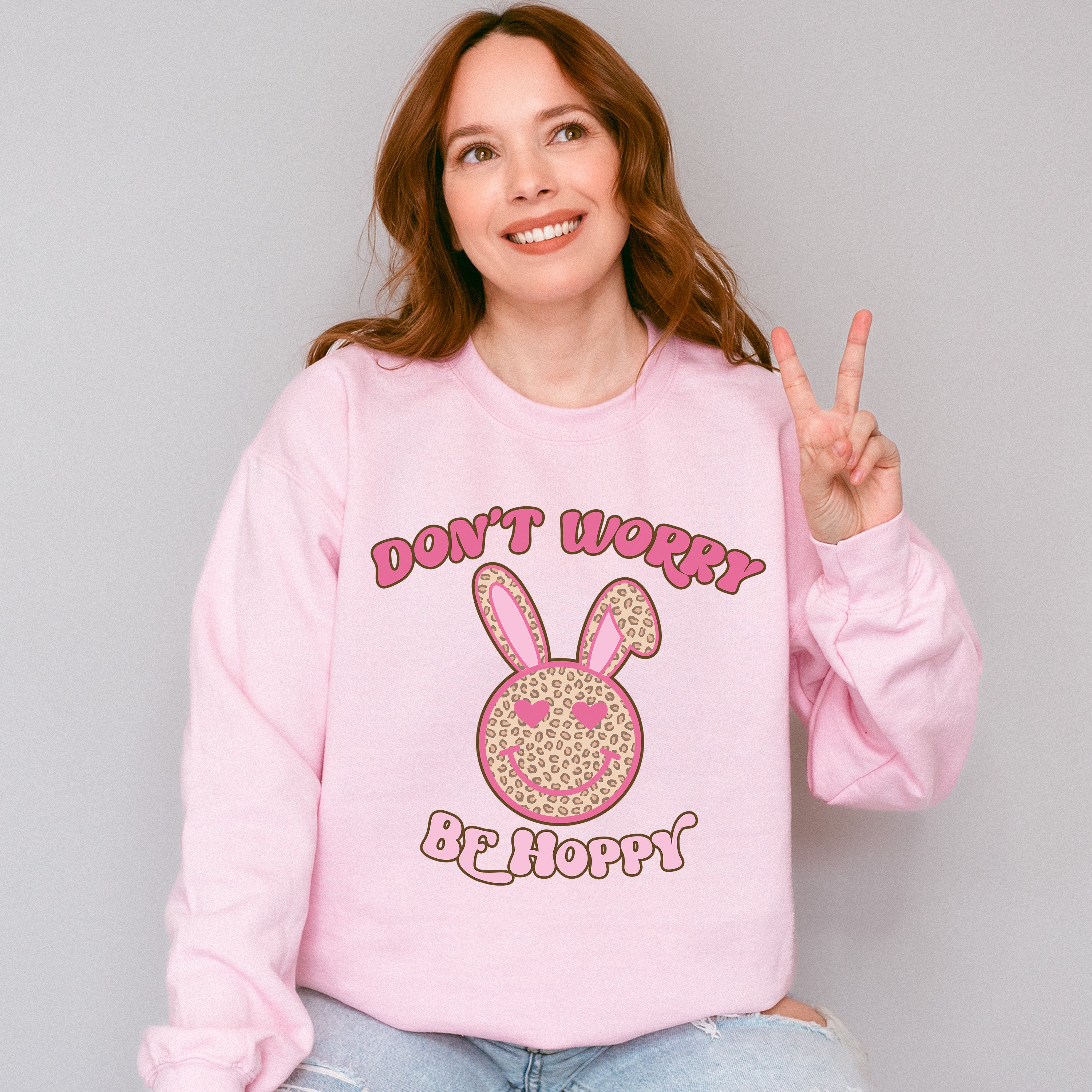 Don't Worry Be Hoppy Easter Day Unisex Crewneck T-Shirt Sweatshirt Hoodie