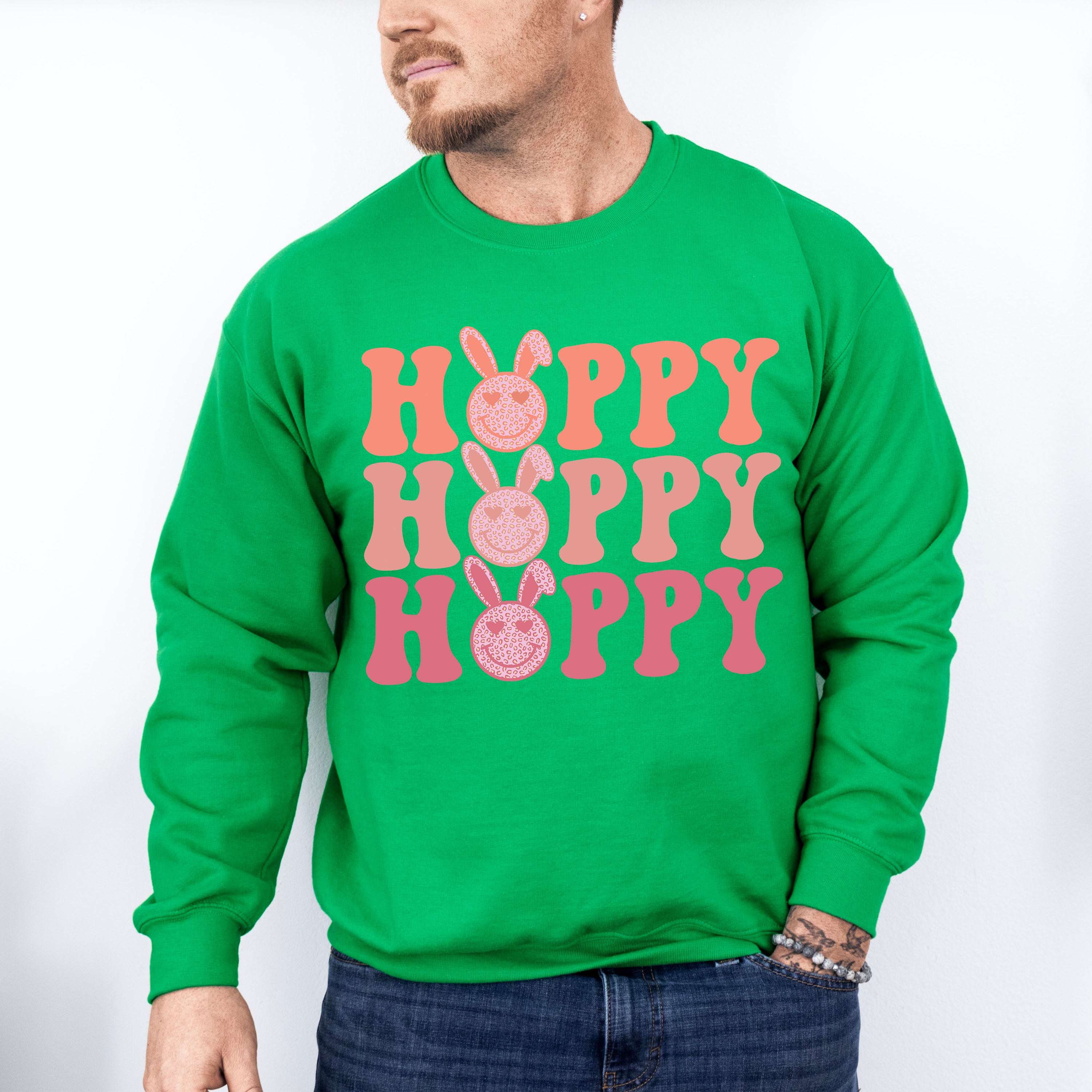 Smiley Hoppy Hoppy Hoppy Easter Day Unisex Crewneck T-Shirt Sweatshirt Hoodie