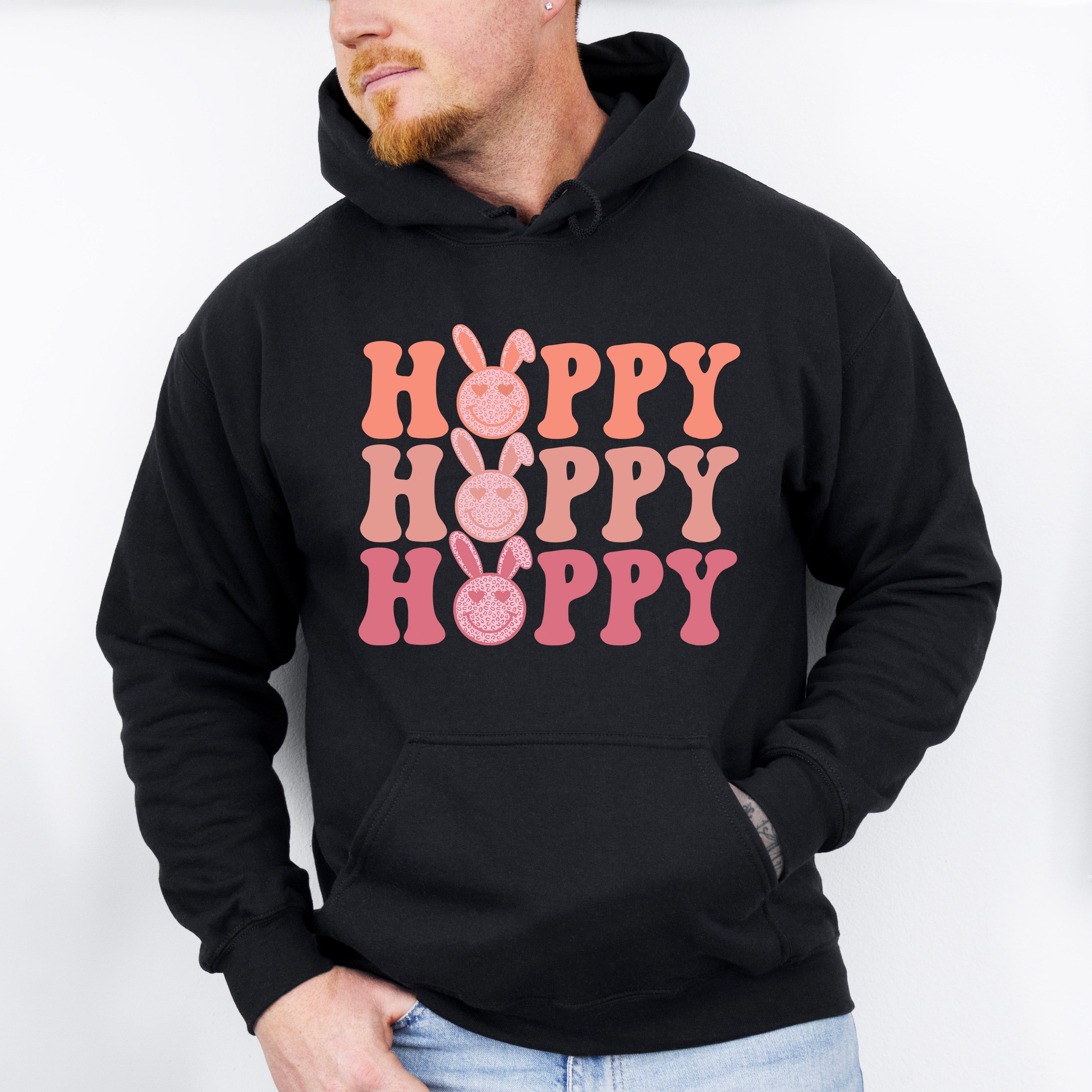 Smiley Hoppy Hoppy Hoppy Easter Day Unisex Crewneck T-Shirt Sweatshirt Hoodie