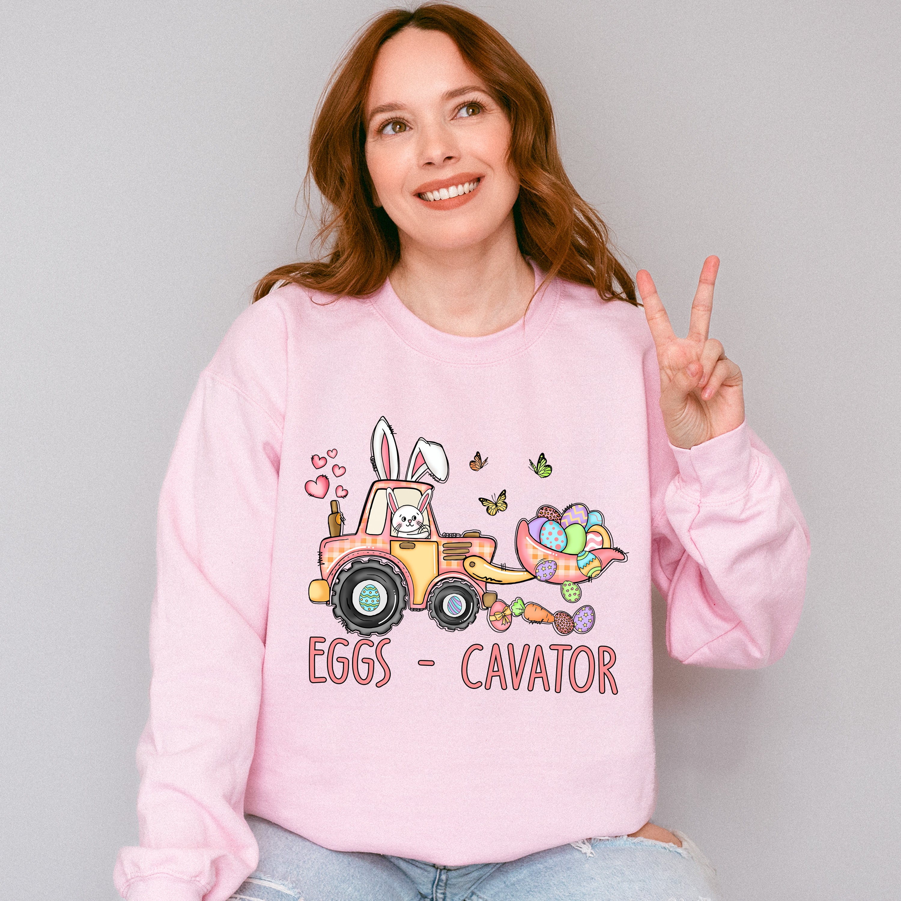 Eggs-cavator Easter Day Unisex Crewneck T-Shirt Sweatshirt Hoodie