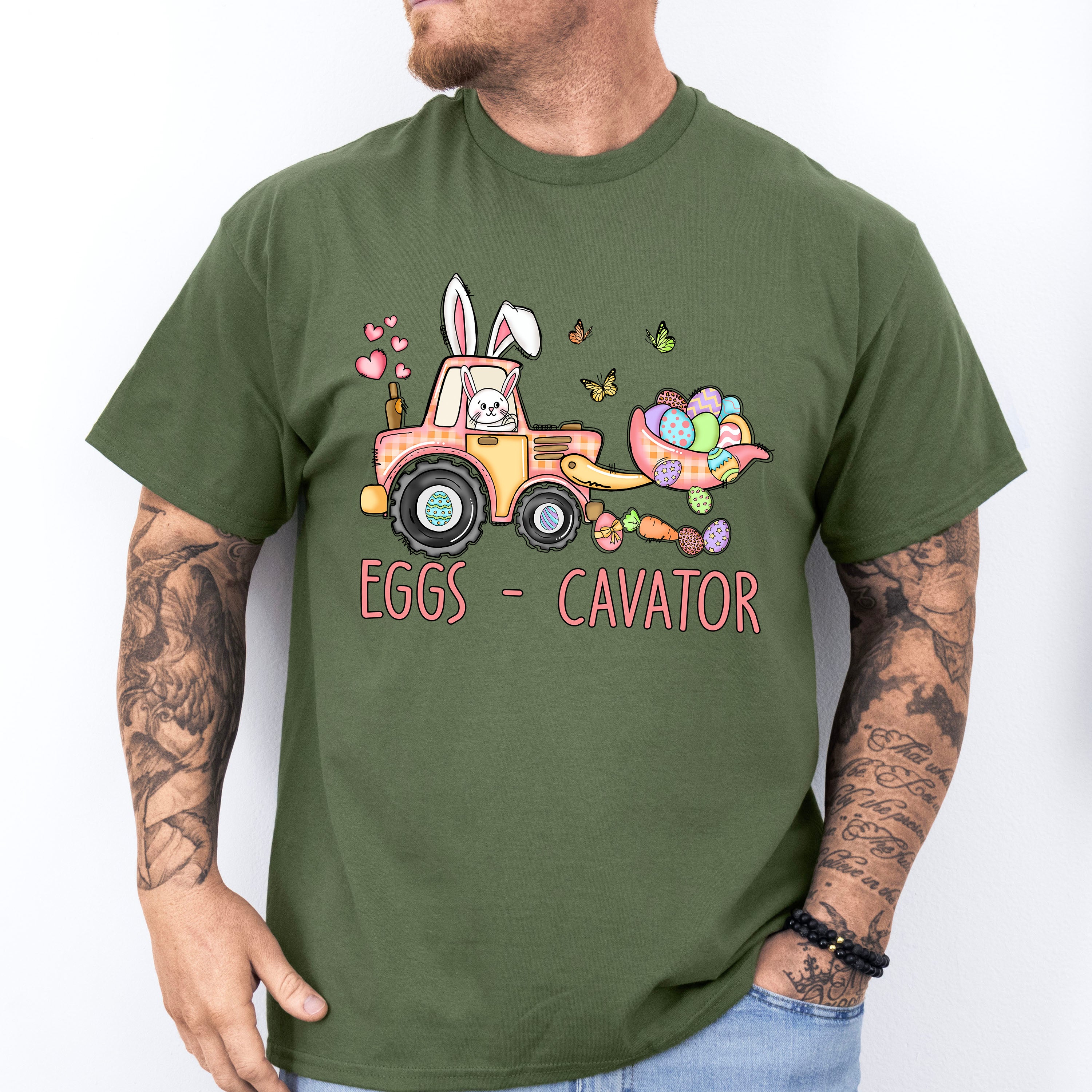 Eggs-cavator Easter Day Unisex Crewneck T-Shirt Sweatshirt Hoodie