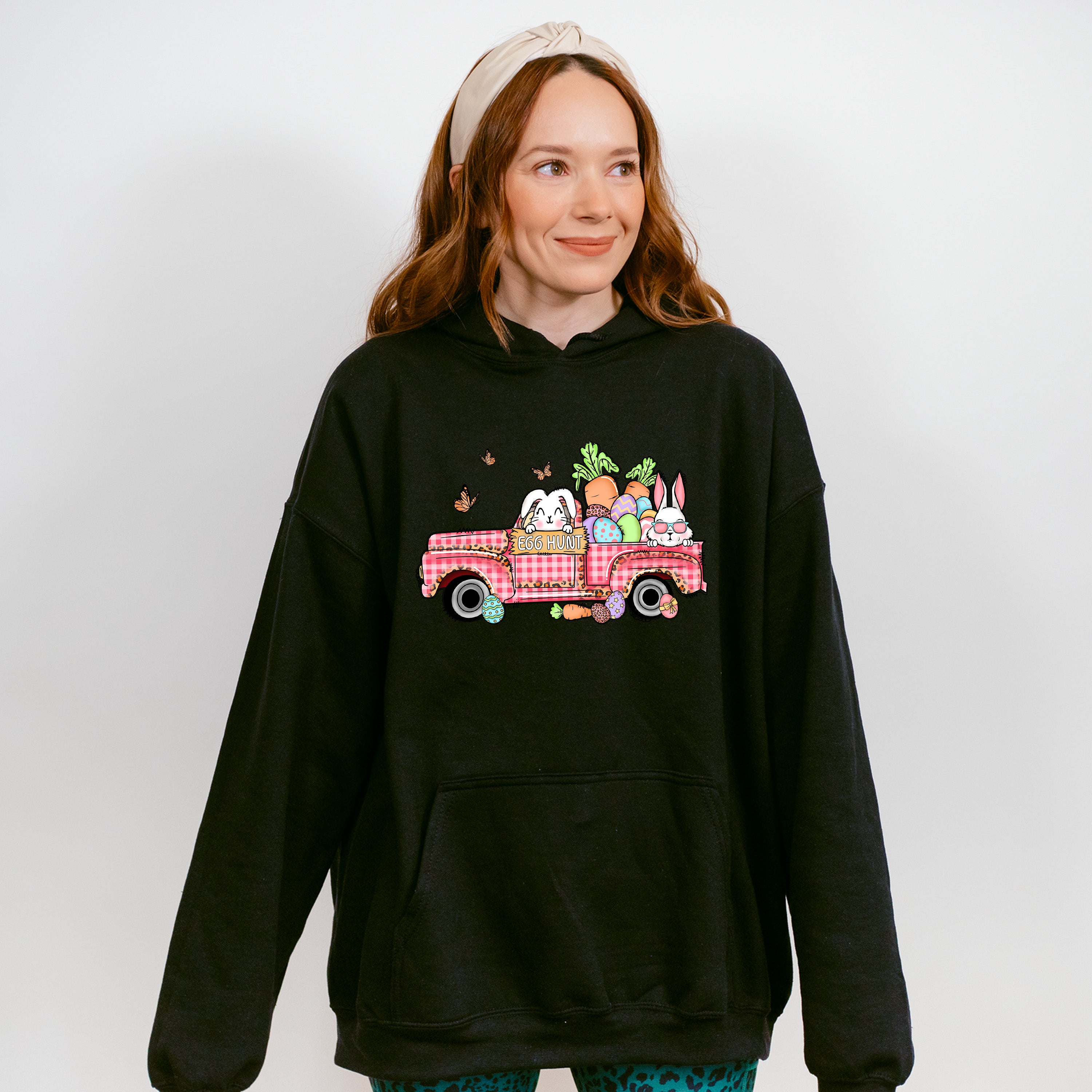 Bunny Truck Easter Day Unisex Crewneck T-Shirt Sweatshirt Hoodie