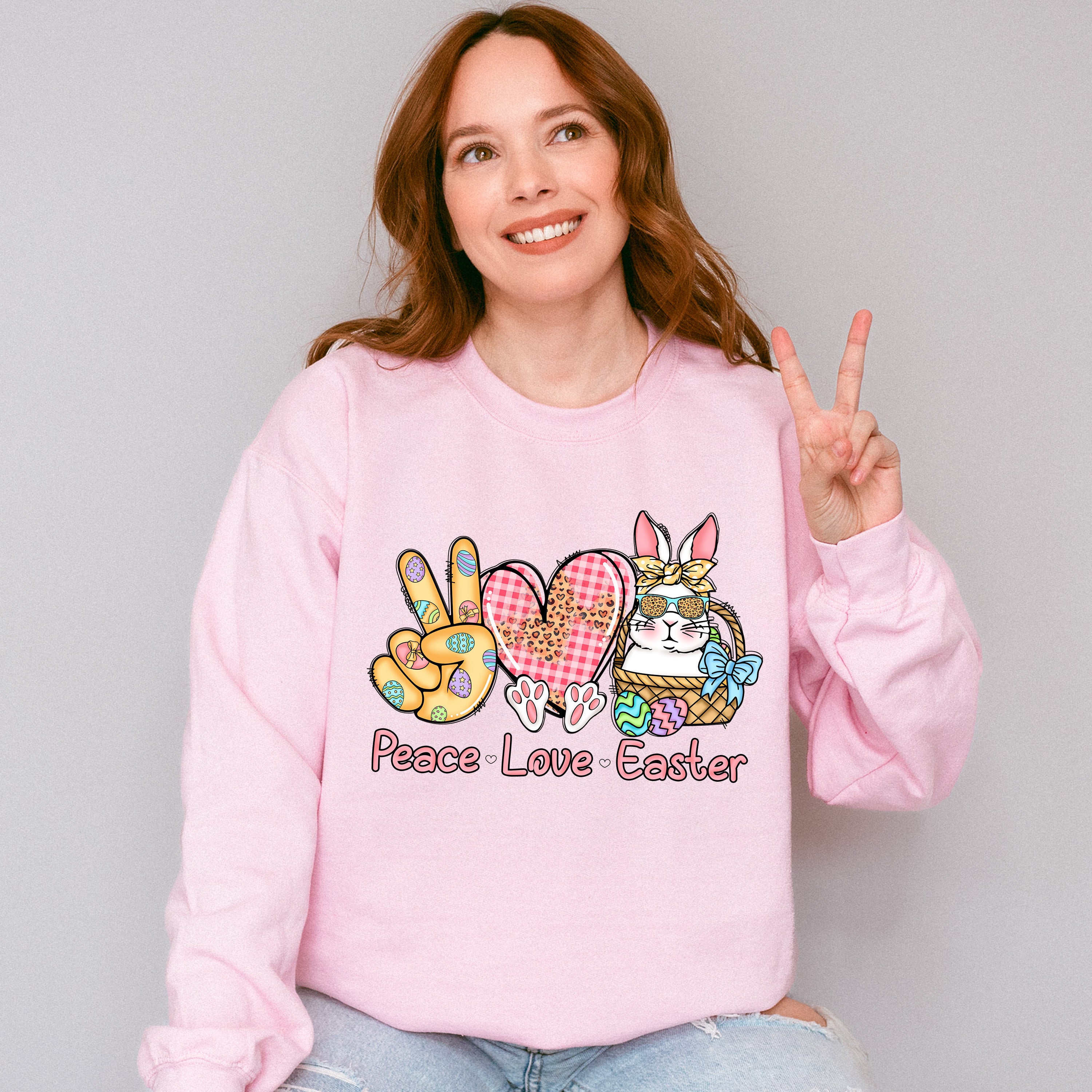 Peace Love Easter Easter Day Unisex Crewneck T-Shirt Sweatshirt Hoodie