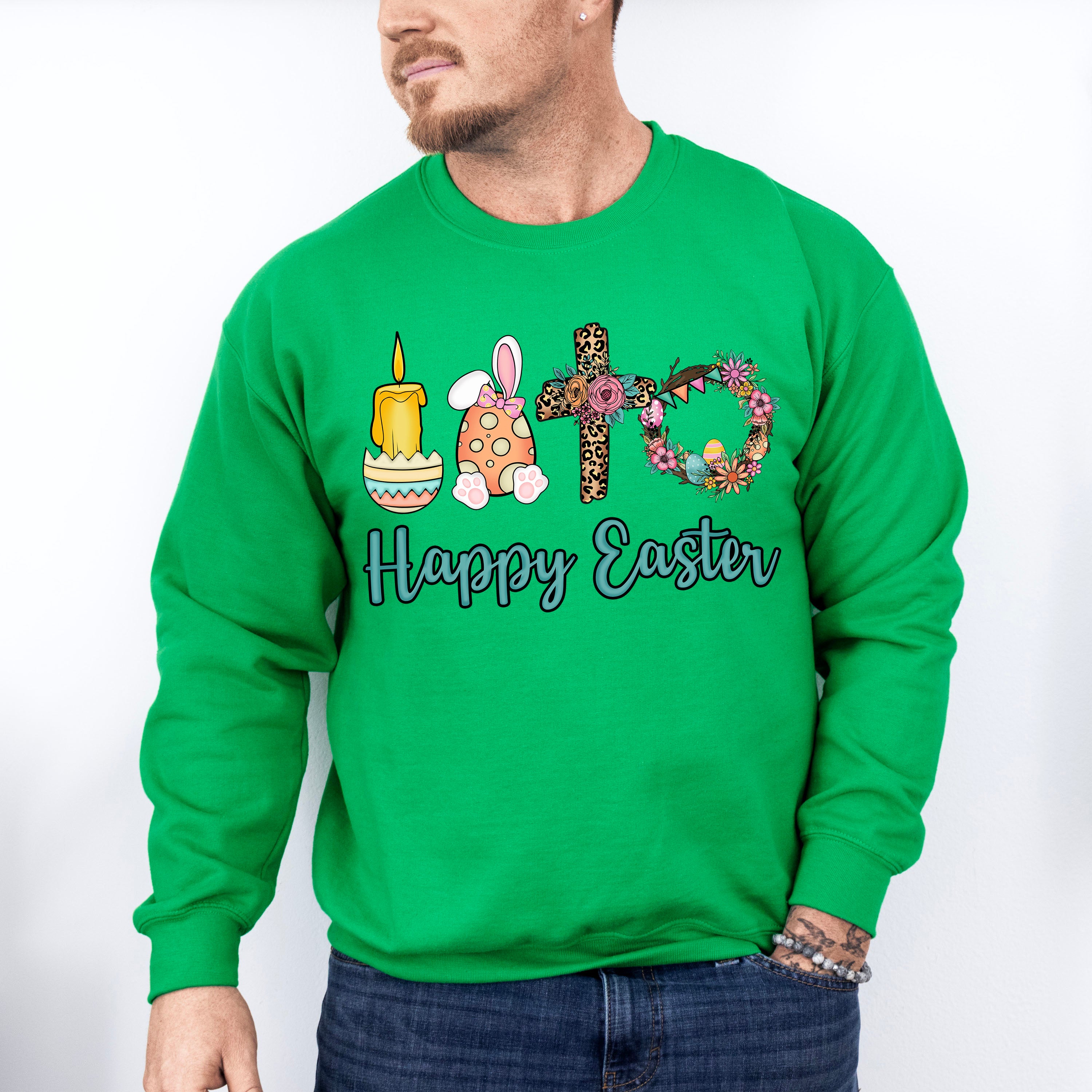 Happy Easter Christianity Easter Day Unisex Crewneck T-Shirt Sweatshirt Hoodie