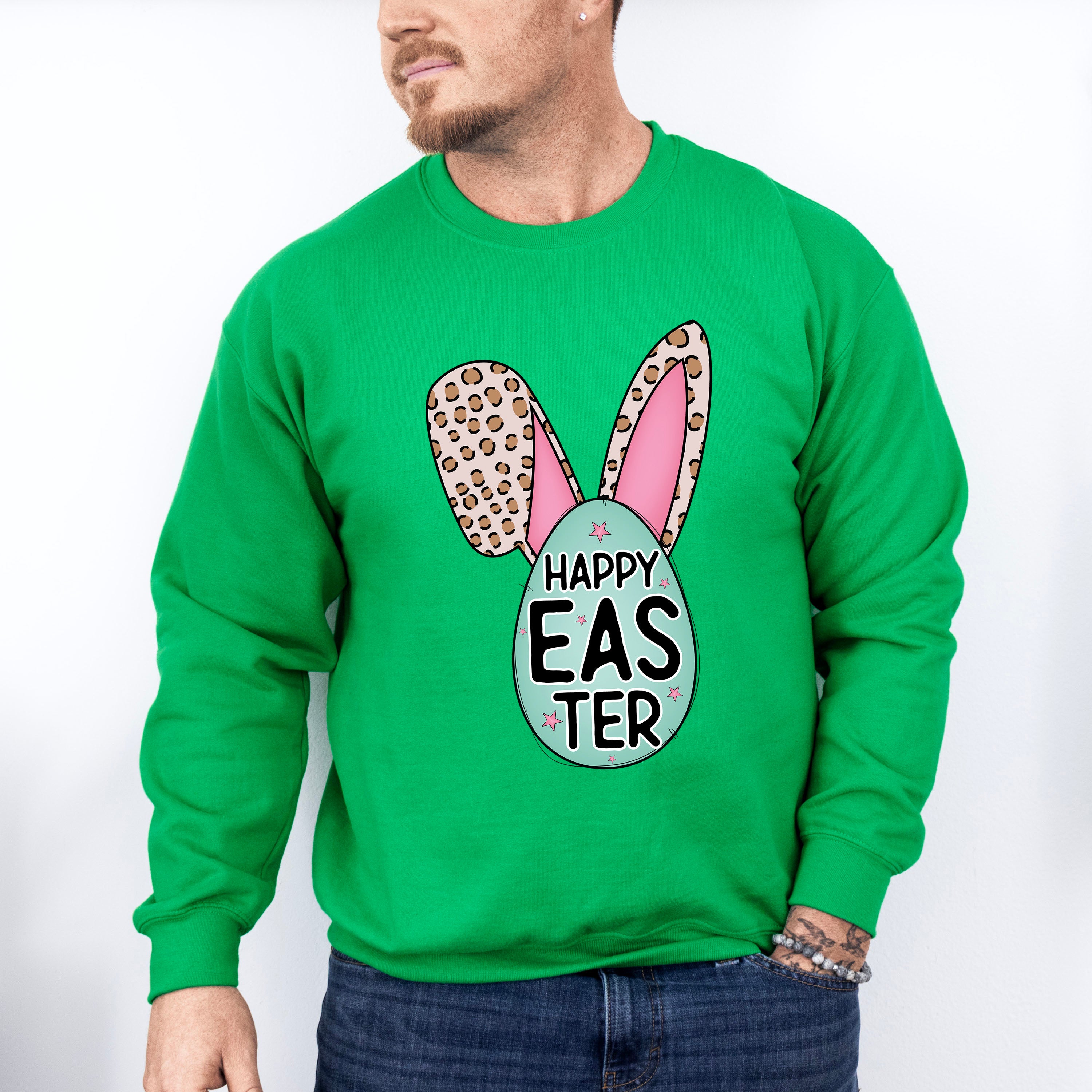 Happy Easter Bunny Ears Egg Easter Day Unisex Crewneck T-Shirt Sweatshirt Hoodie