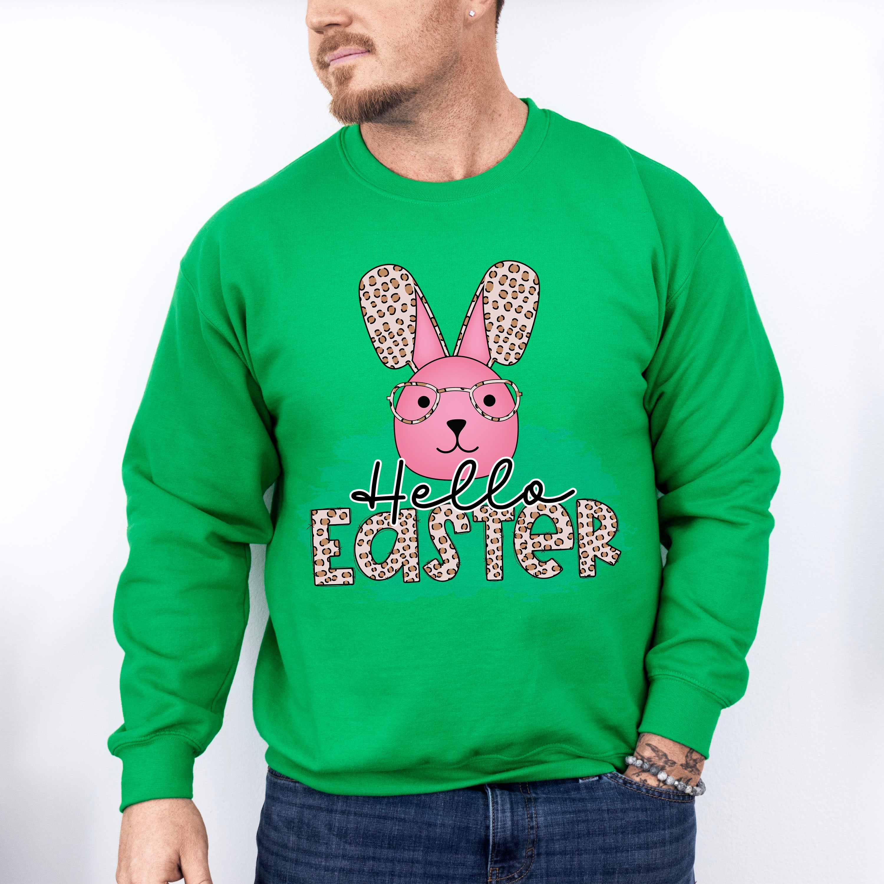 Hello Easter Pink Bunny Easter Day Unisex Crewneck T-Shirt Sweatshirt Hoodie