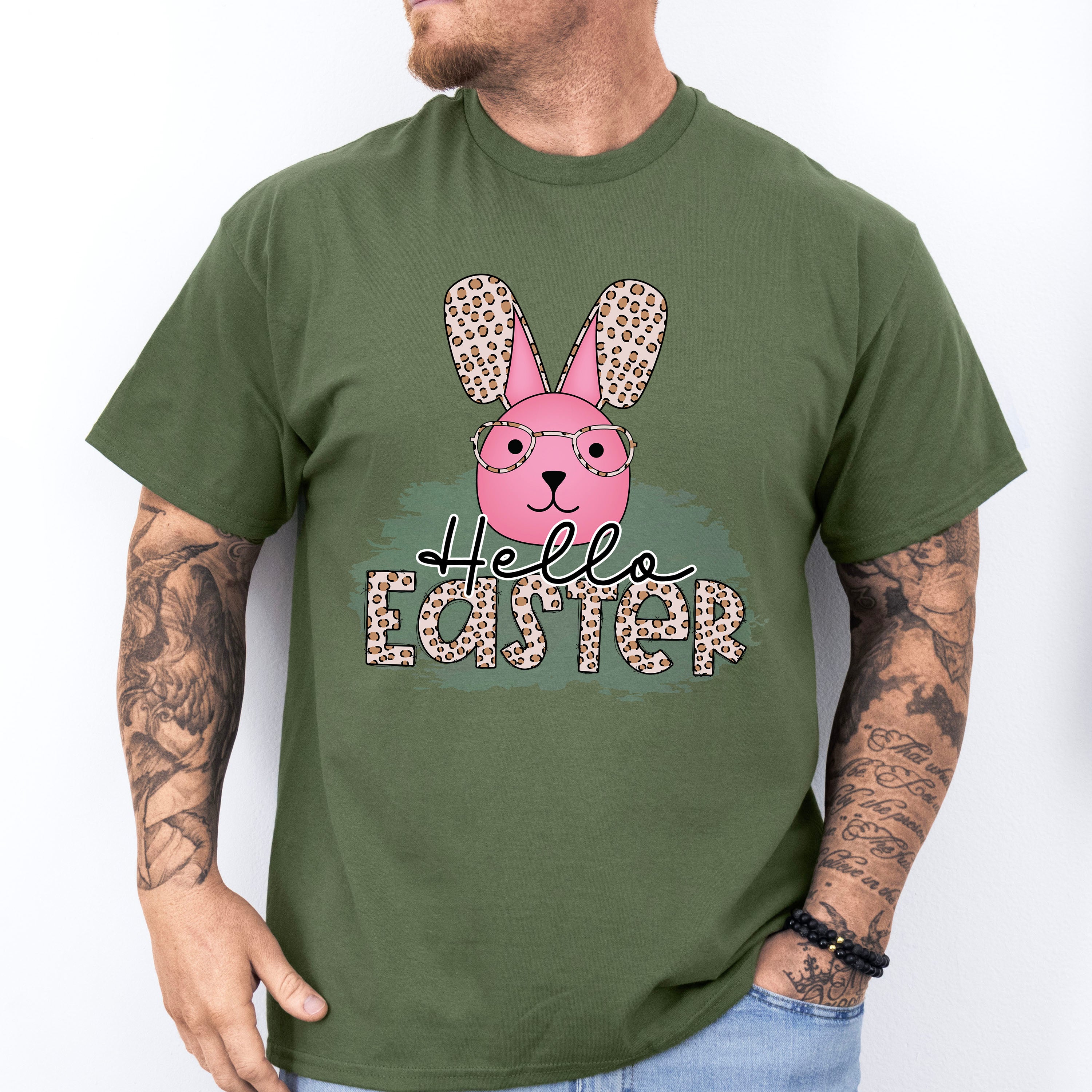 Hello Easter Pink Bunny Easter Day Unisex Crewneck T-Shirt Sweatshirt Hoodie