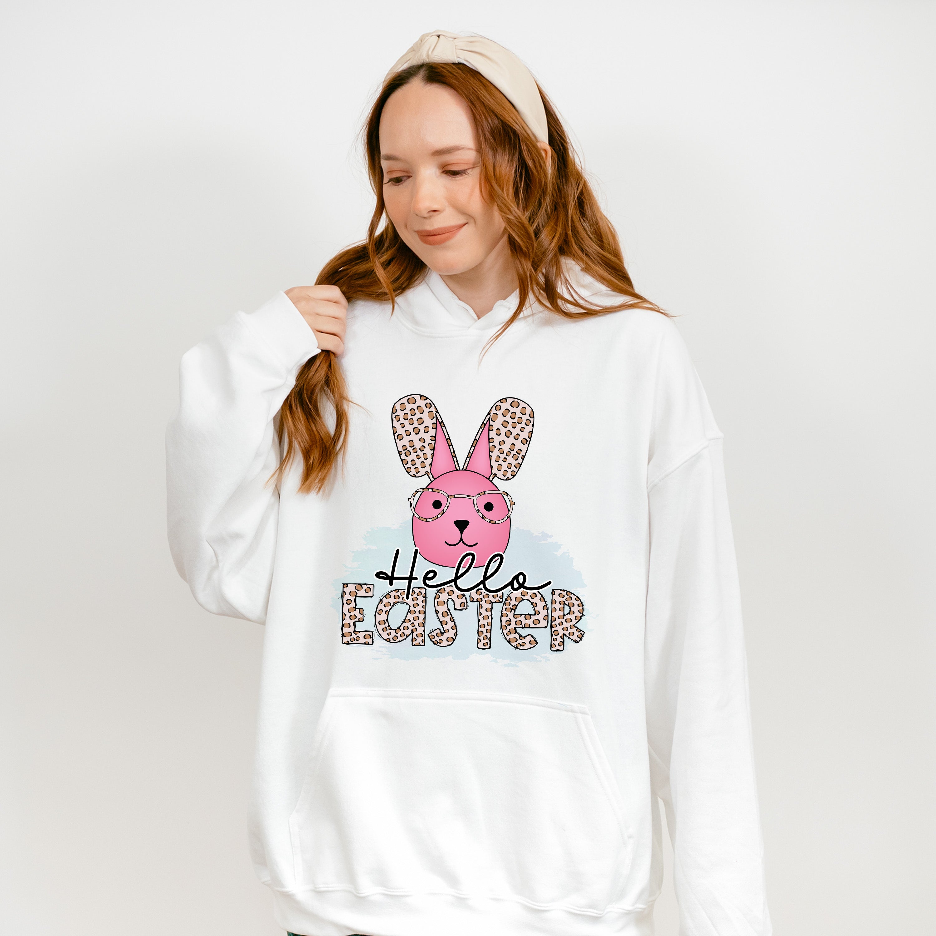 Hello Easter Pink Bunny Easter Day Unisex Crewneck T-Shirt Sweatshirt Hoodie