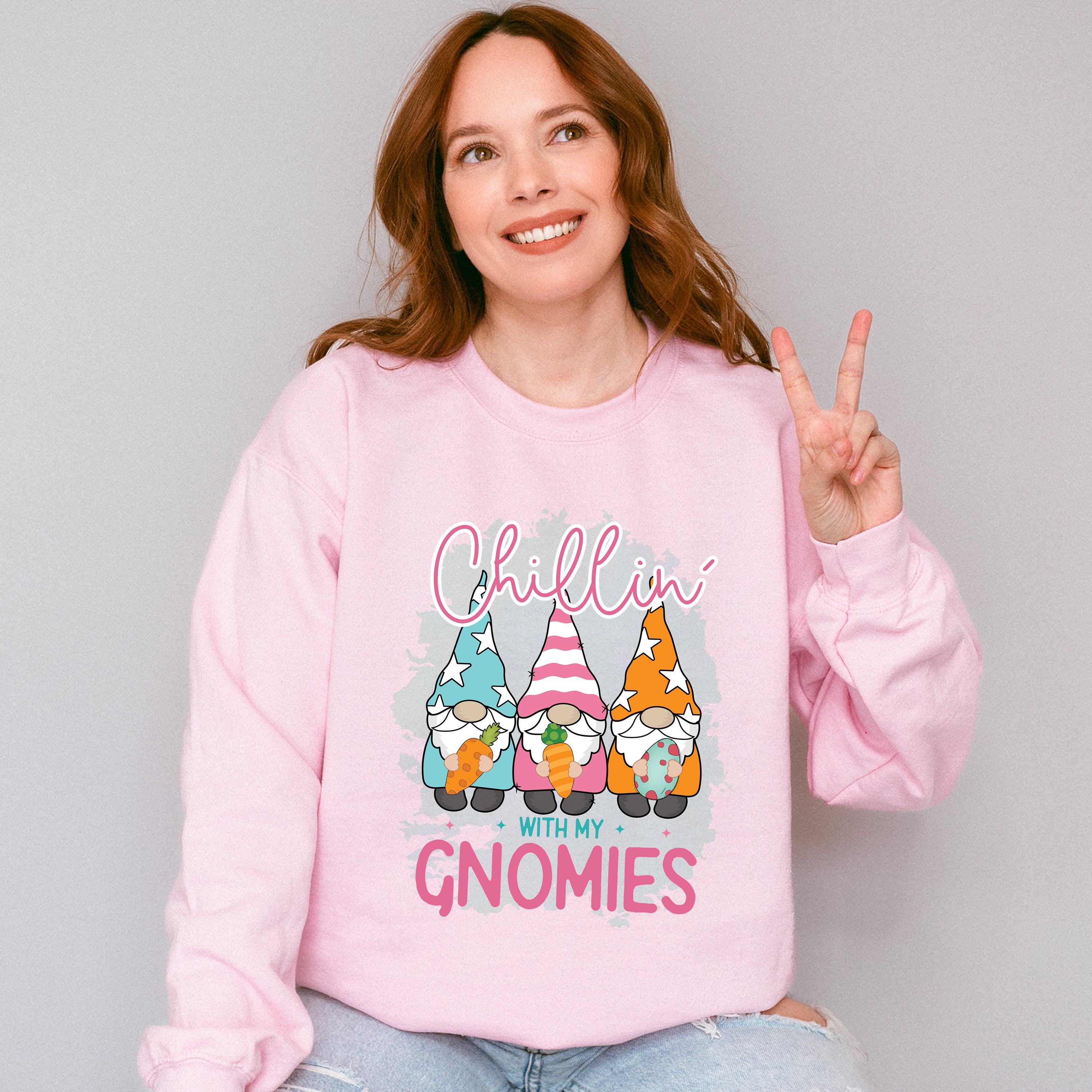 Chillin' With My Gnomies Easter Day Unisex Crewneck T-Shirt Sweatshirt Hoodie