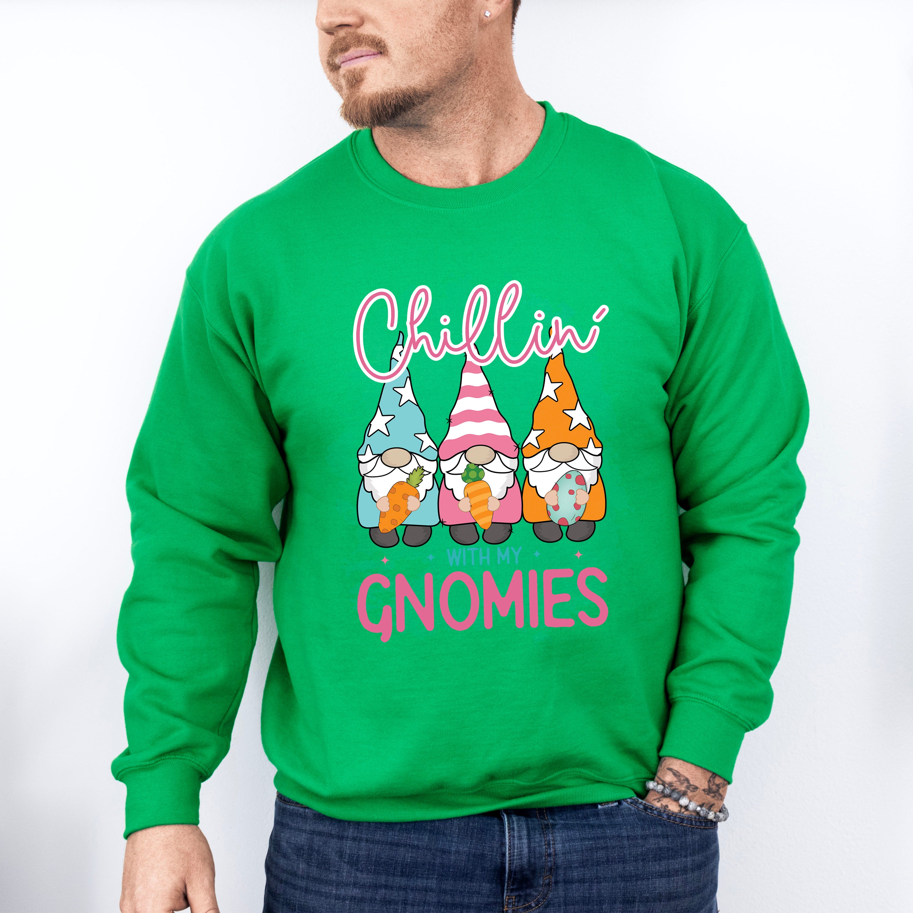 Chillin' With My Gnomies Easter Day Unisex Crewneck T-Shirt Sweatshirt Hoodie