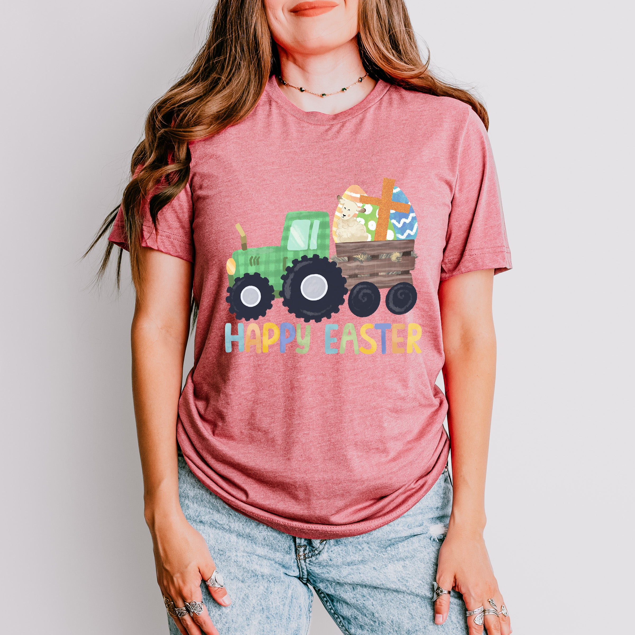 Happy Easter Tractor Easter Day Unisex Crewneck T-Shirt Sweatshirt Hoodie