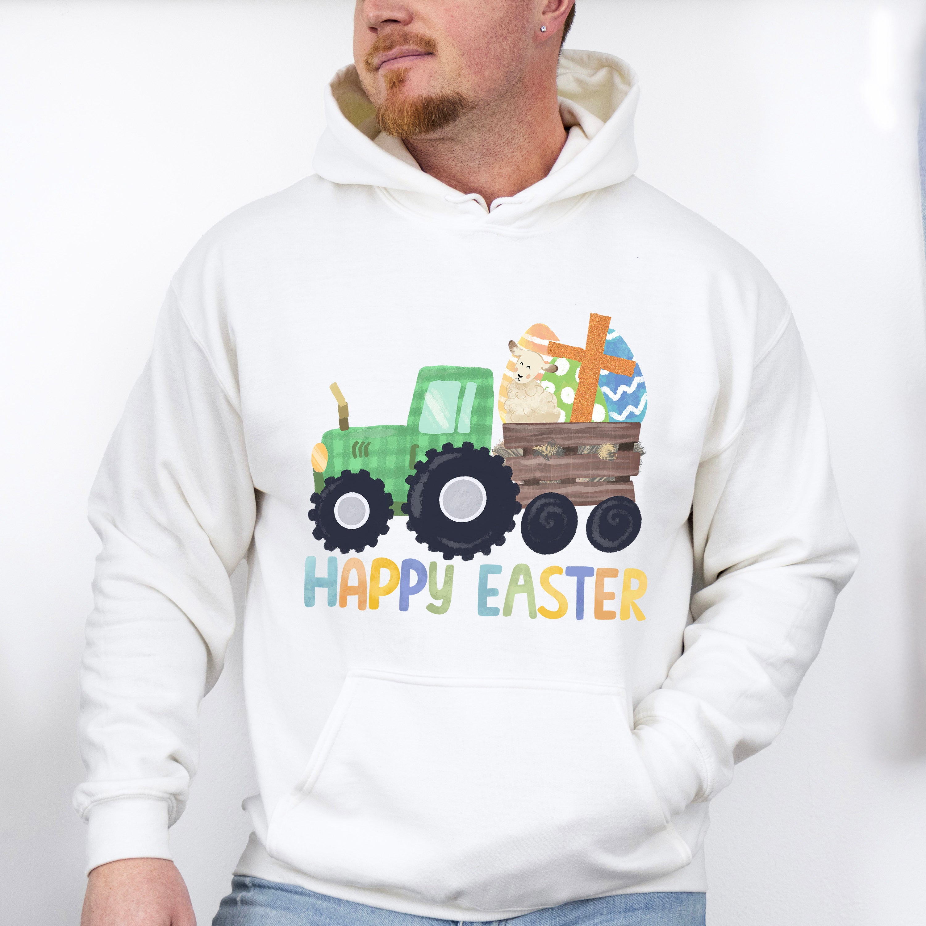 Happy Easter Tractor Easter Day Unisex Crewneck T-Shirt Sweatshirt Hoodie
