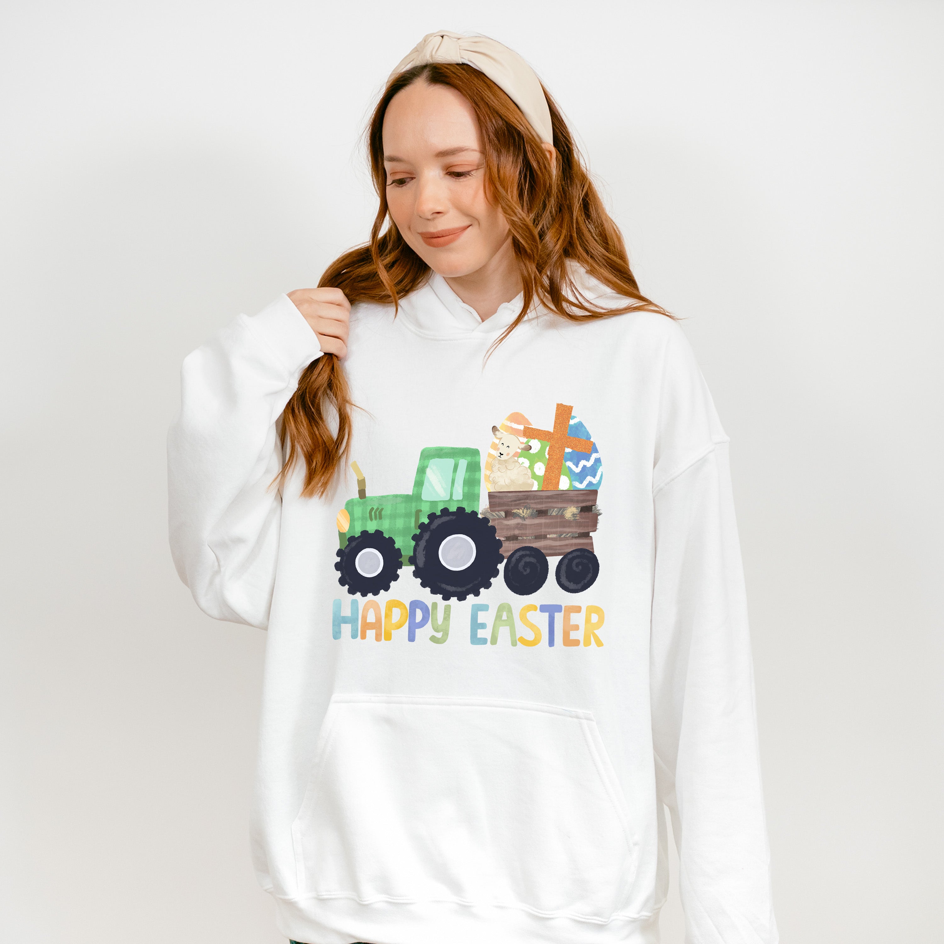 Happy Easter Tractor Easter Day Unisex Crewneck T-Shirt Sweatshirt Hoodie