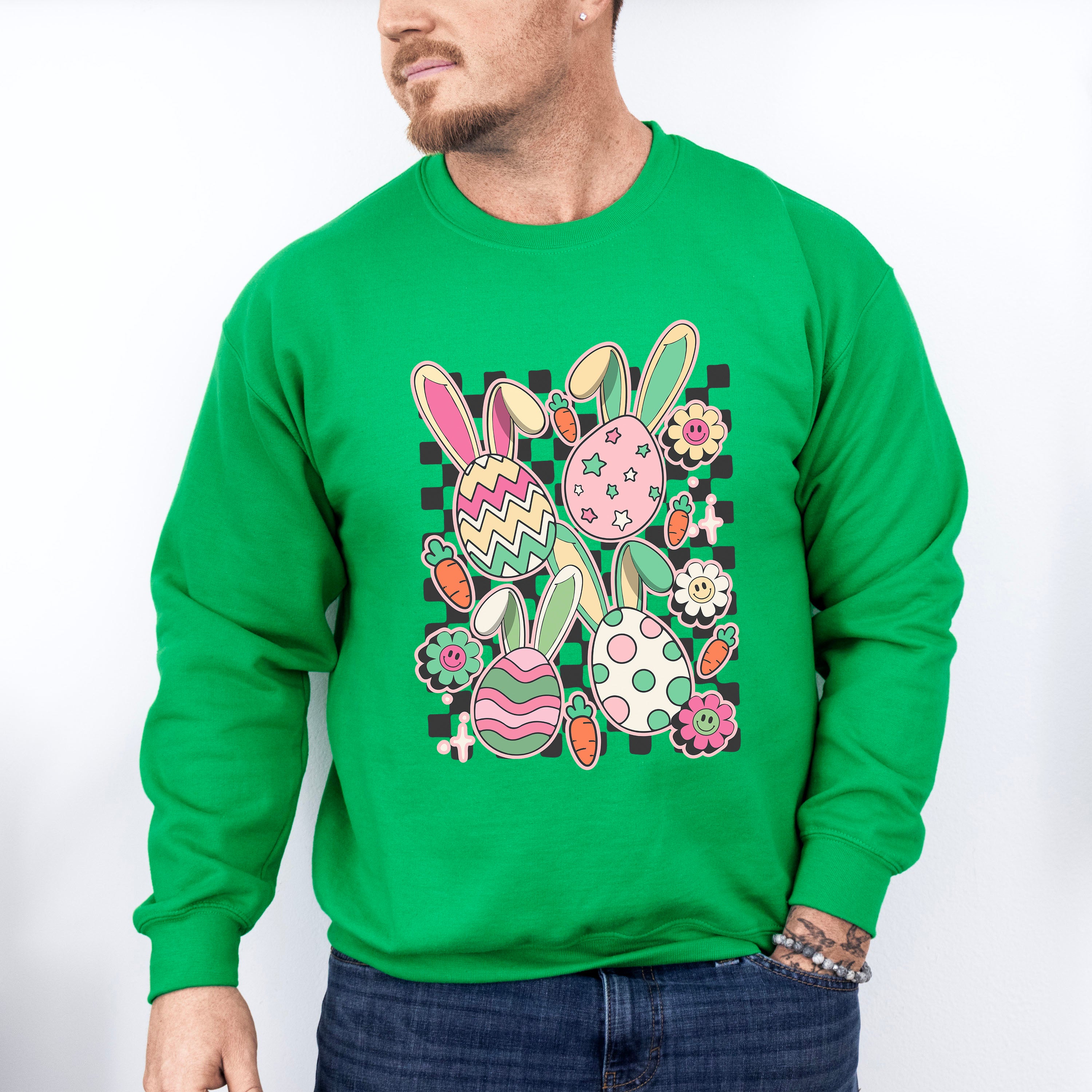 Bunny Ear Eggs Easter Day Unisex Crewneck T-Shirt Sweatshirt Hoodie