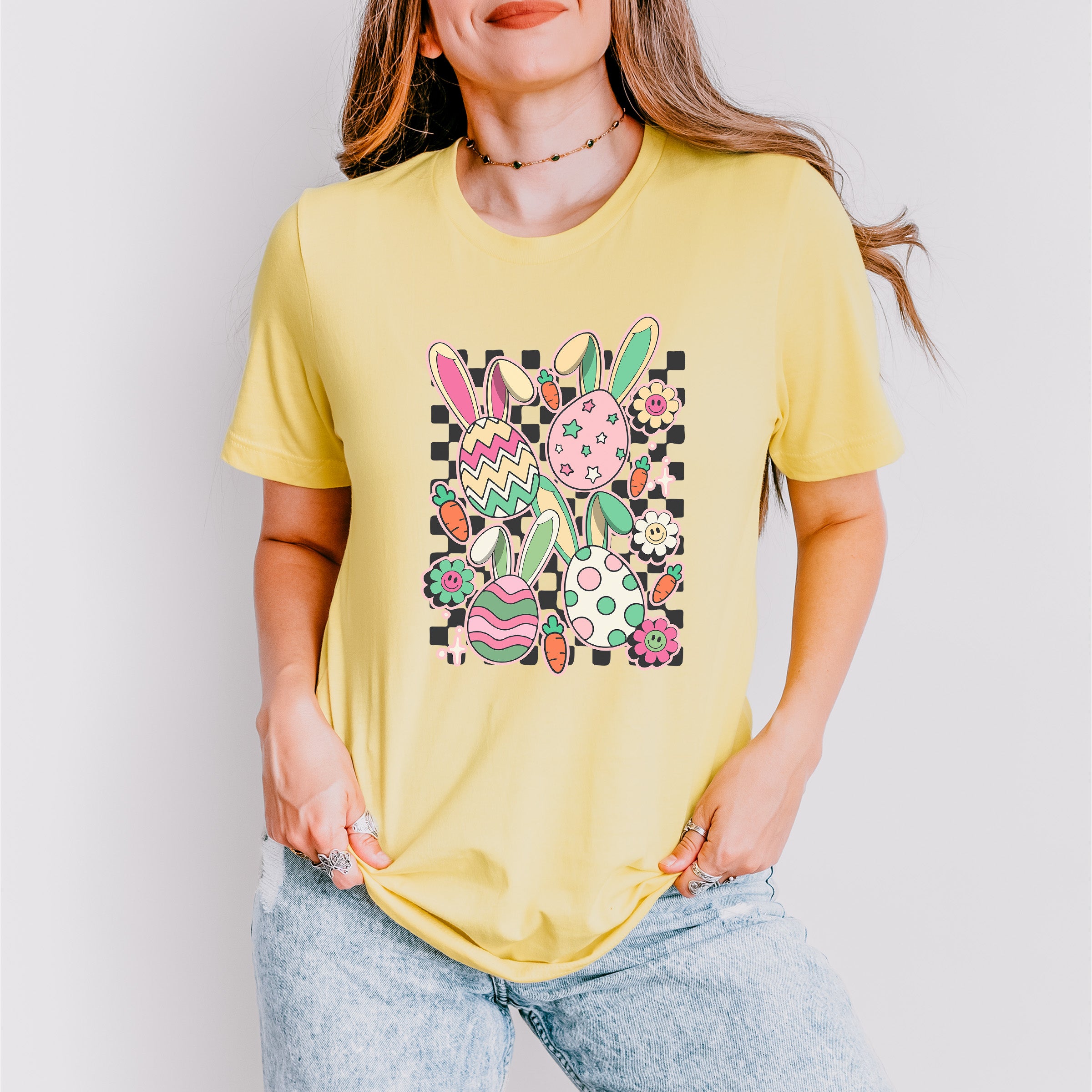 Bunny Ear Eggs Easter Day Unisex Crewneck T-Shirt Sweatshirt Hoodie