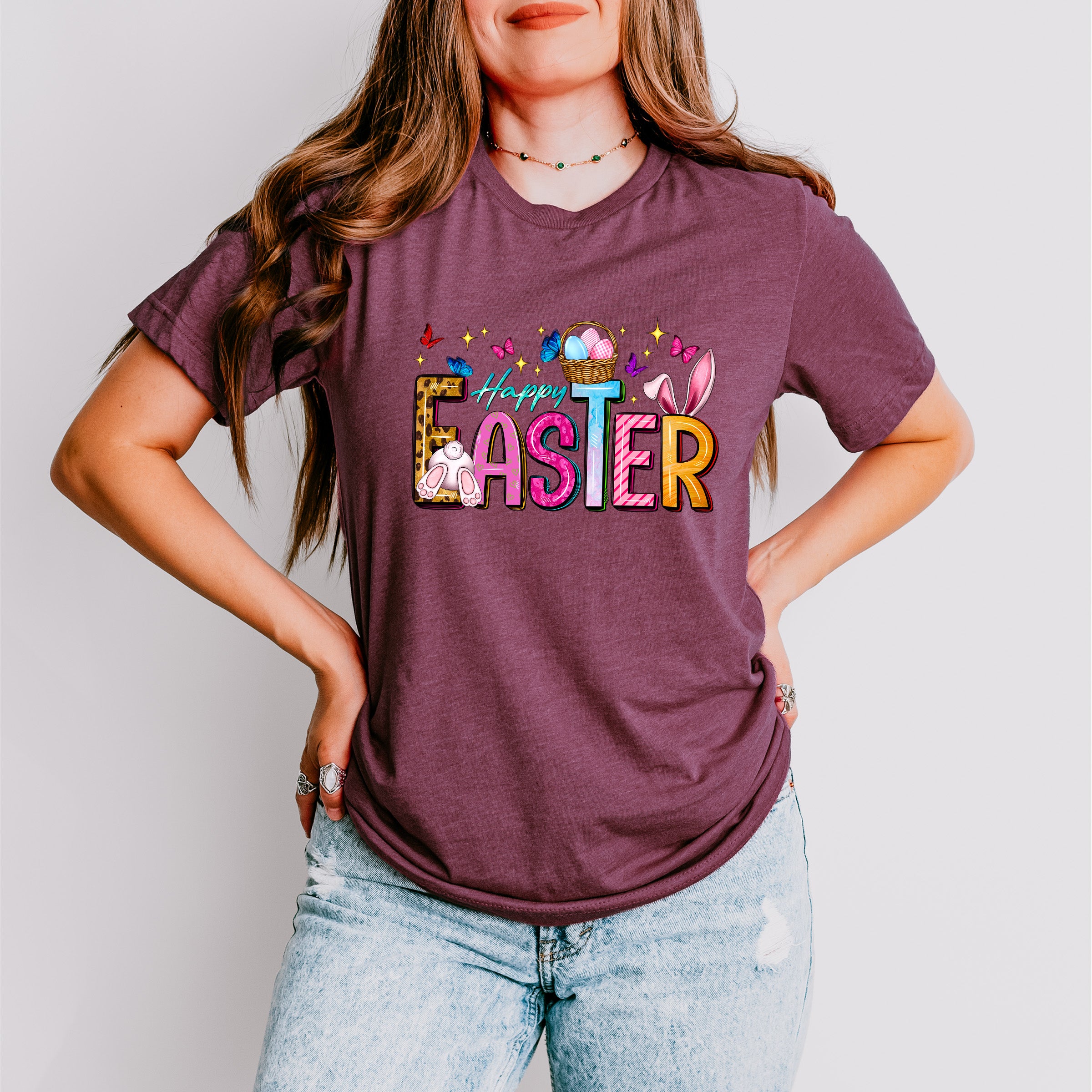Happy Easter Butterflies Easter Day Unisex Crewneck T-Shirt Sweatshirt Hoodie