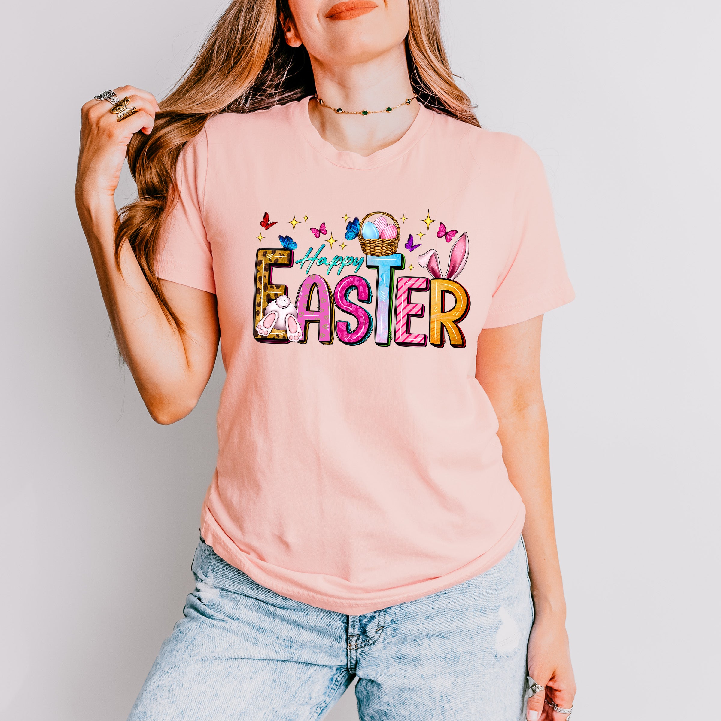 Happy Easter Butterflies Easter Day Unisex Crewneck T-Shirt Sweatshirt Hoodie