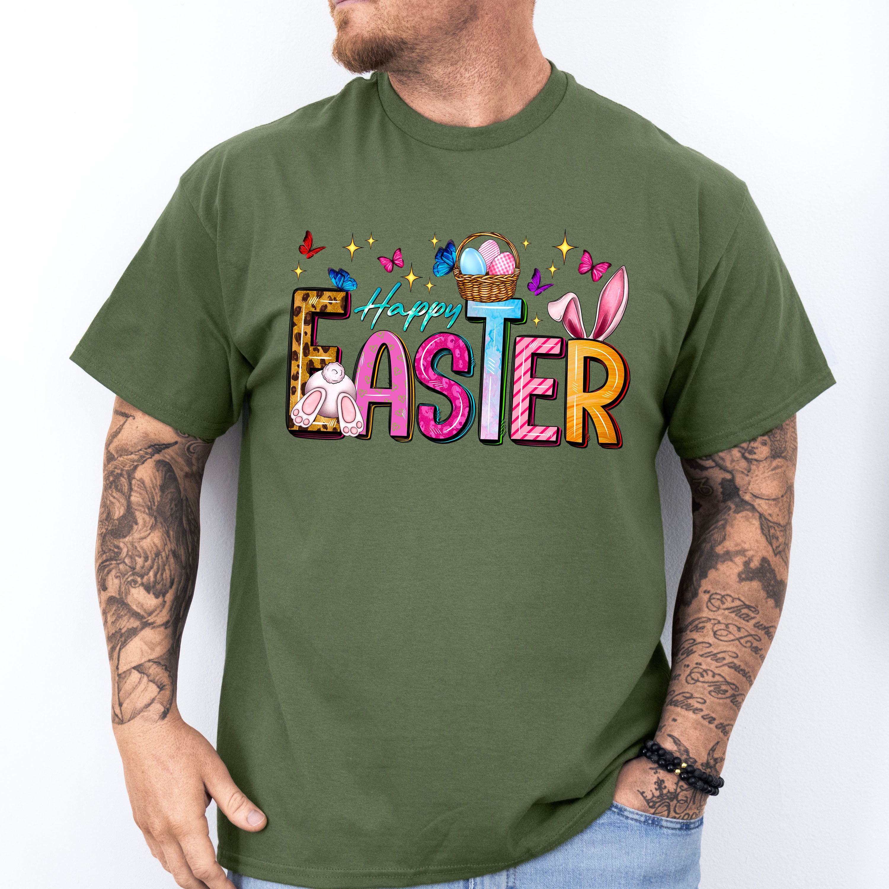 Happy Easter Butterflies Easter Day Unisex Crewneck T-Shirt Sweatshirt Hoodie