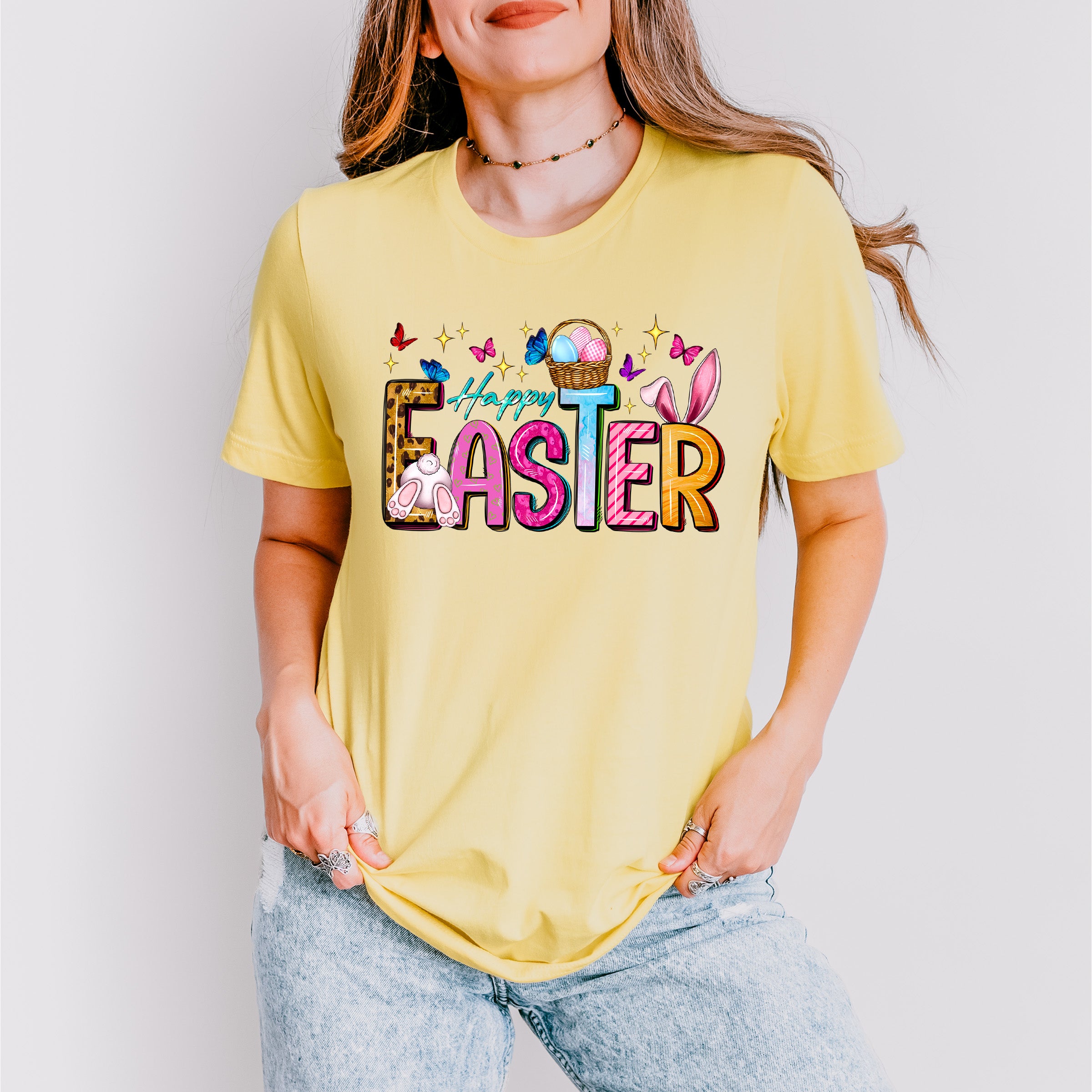 Happy Easter Butterflies Easter Day Unisex Crewneck T-Shirt Sweatshirt Hoodie