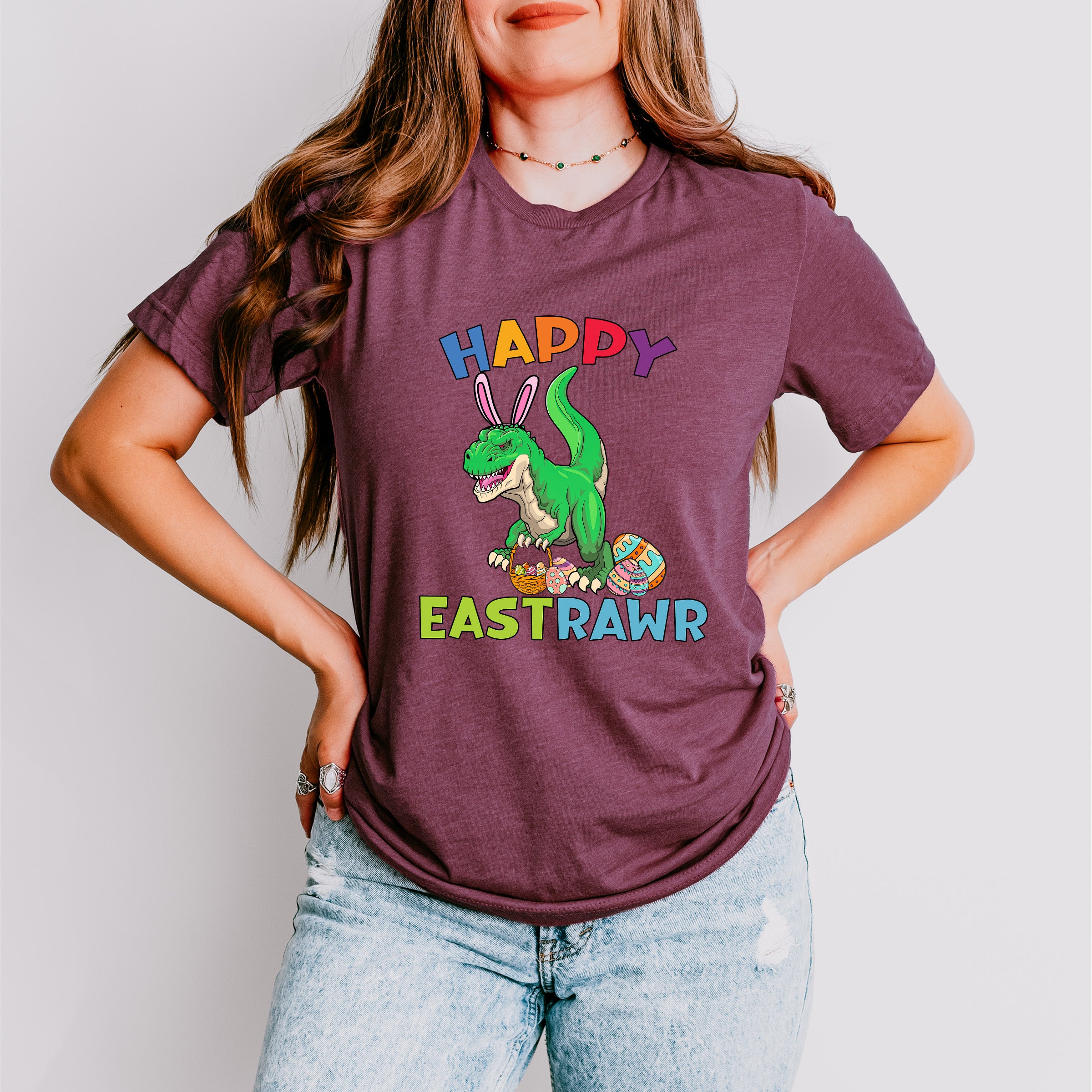 Happy Eastrawr Dinosaur Easter Day Unisex Crewneck T-Shirt Sweatshirt Hoodie