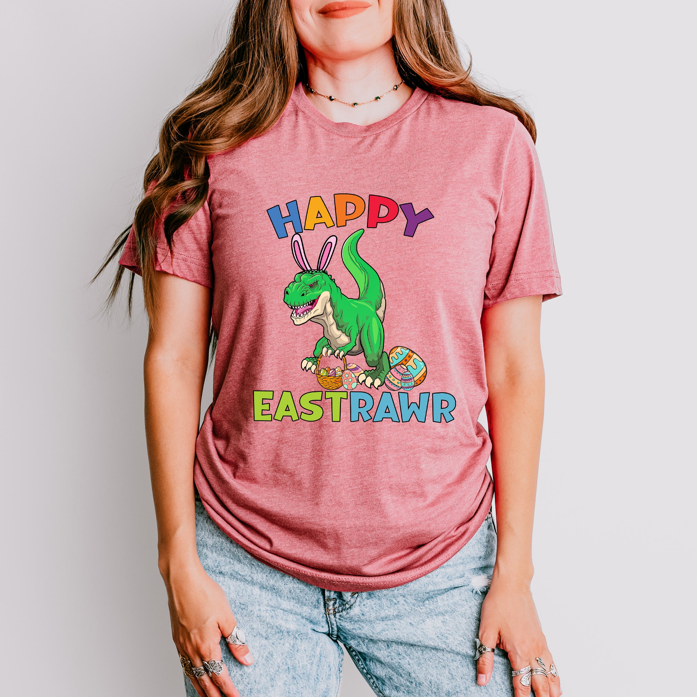 Happy Eastrawr Dinosaur Easter Day Unisex Crewneck T-Shirt Sweatshirt Hoodie