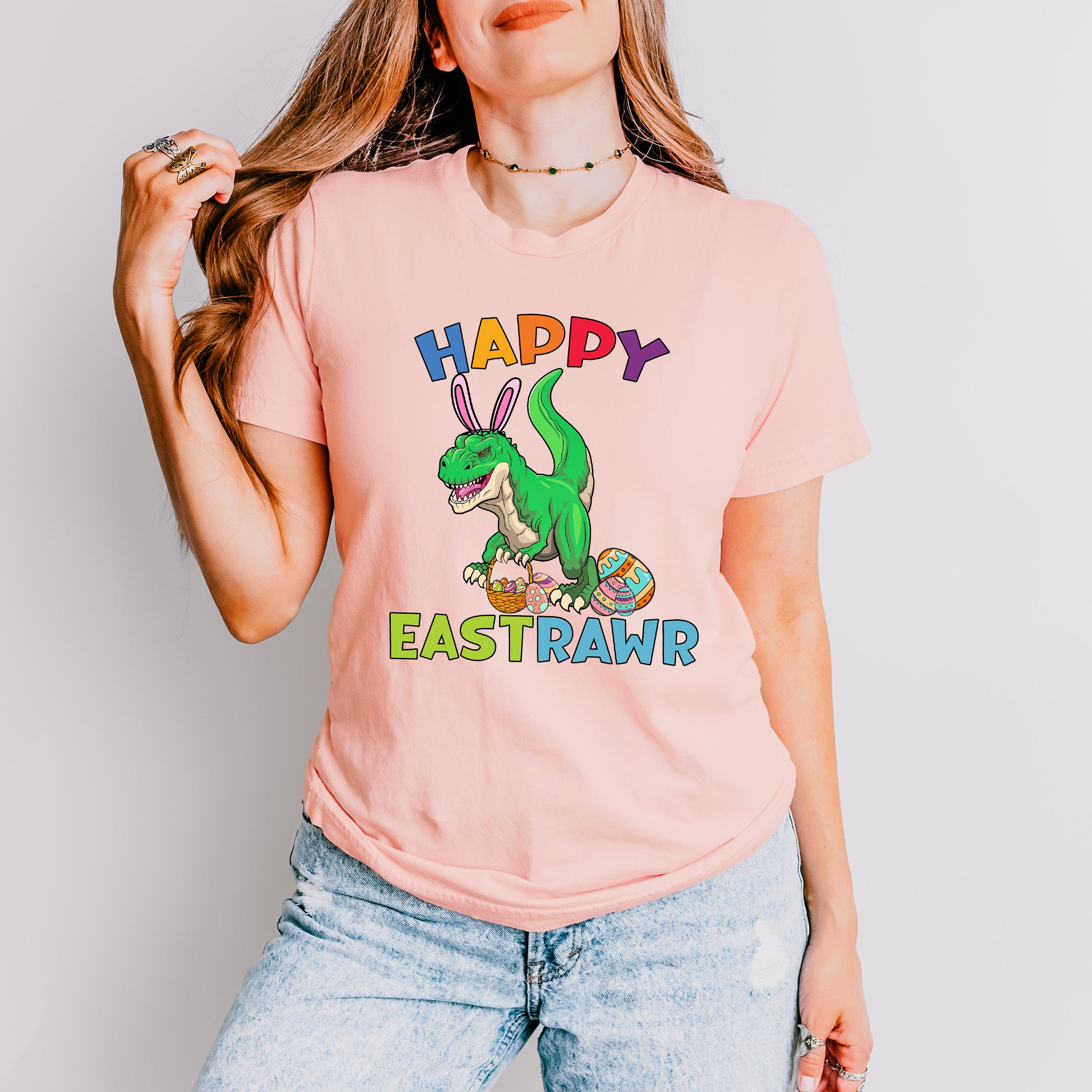 Happy Eastrawr Dinosaur Easter Day Unisex Crewneck T-Shirt Sweatshirt Hoodie