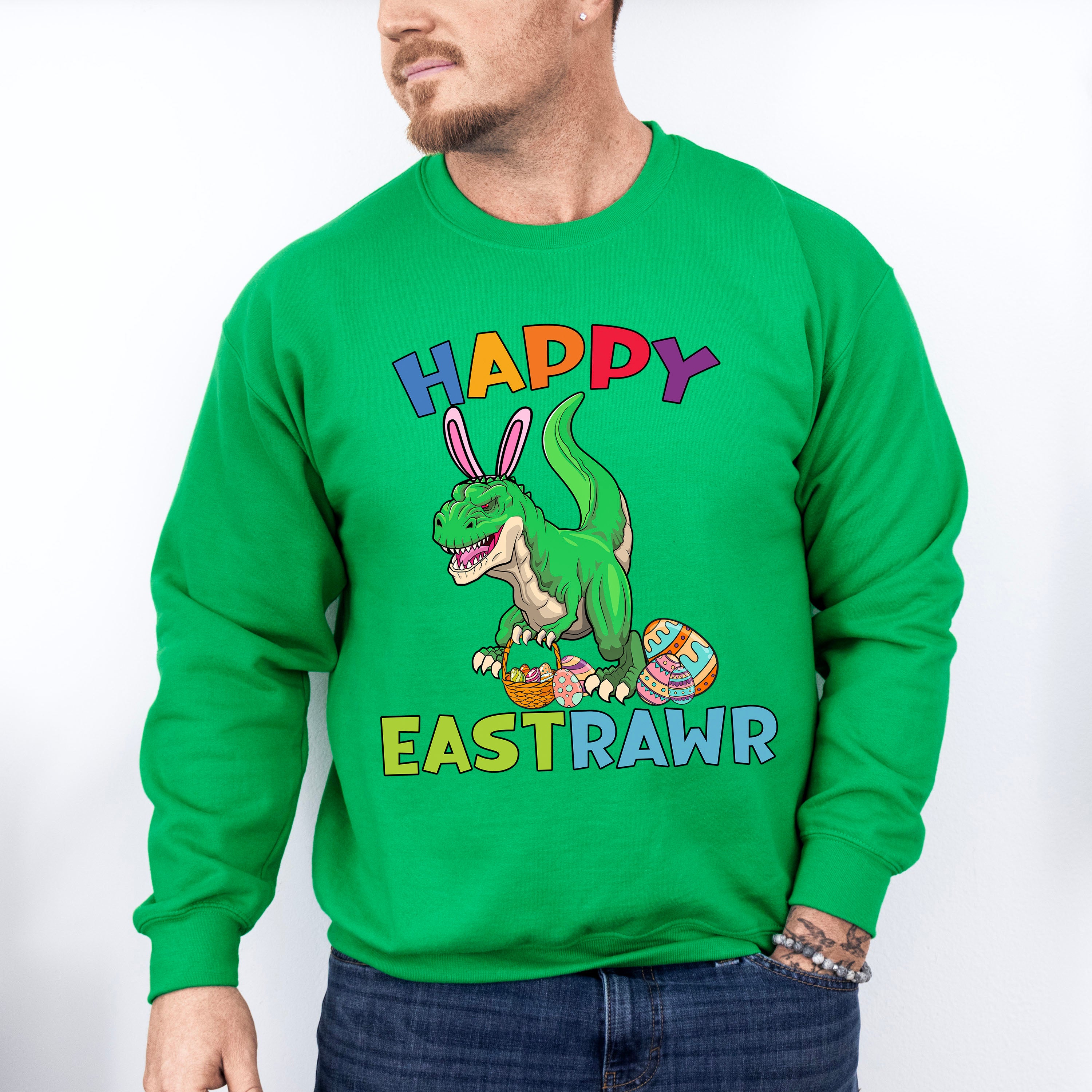 Happy Eastrawr Dinosaur Easter Day Unisex Crewneck T-Shirt Sweatshirt Hoodie