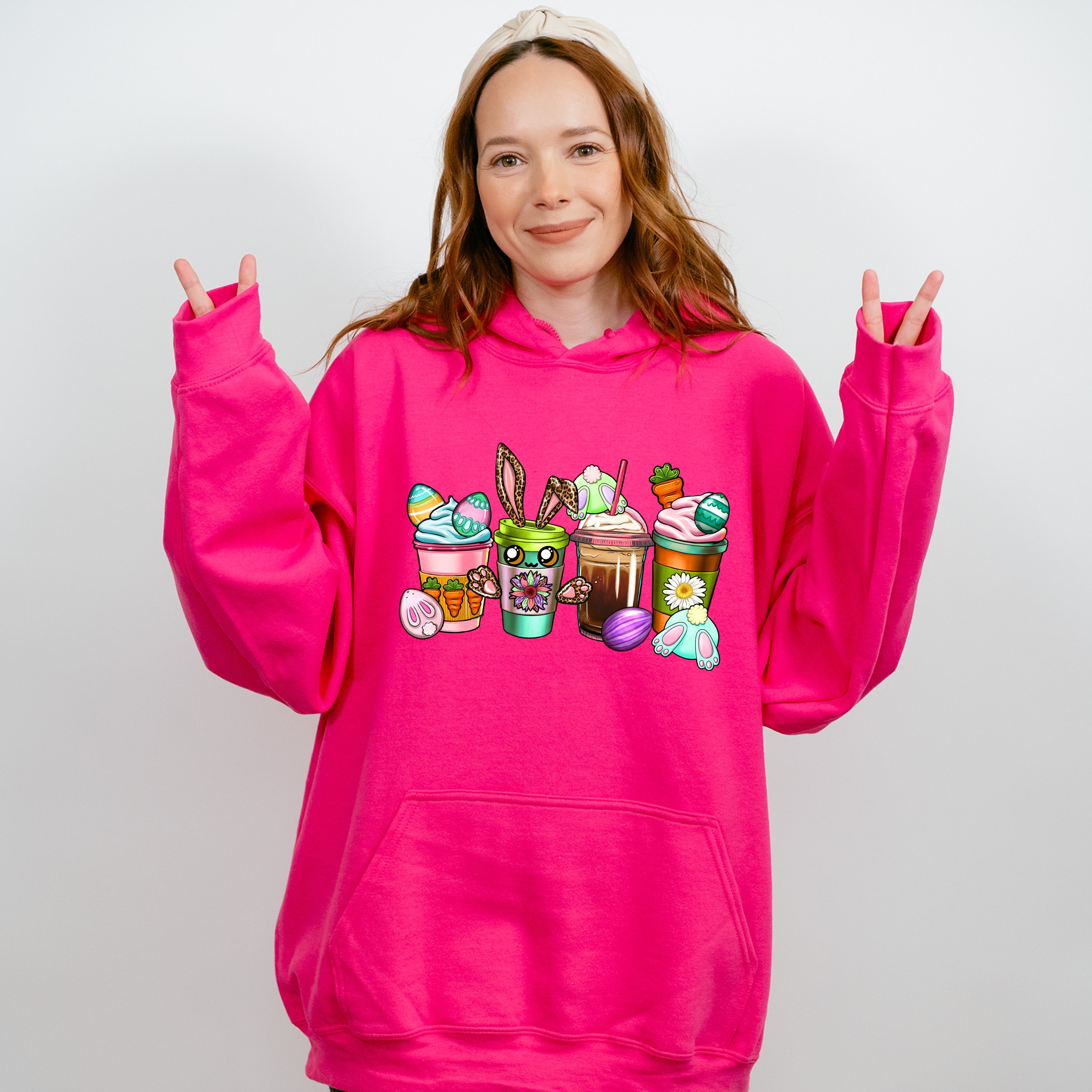 Cute Bunny Cups Easter Day Unisex Crewneck T-Shirt Sweatshirt Hoodie