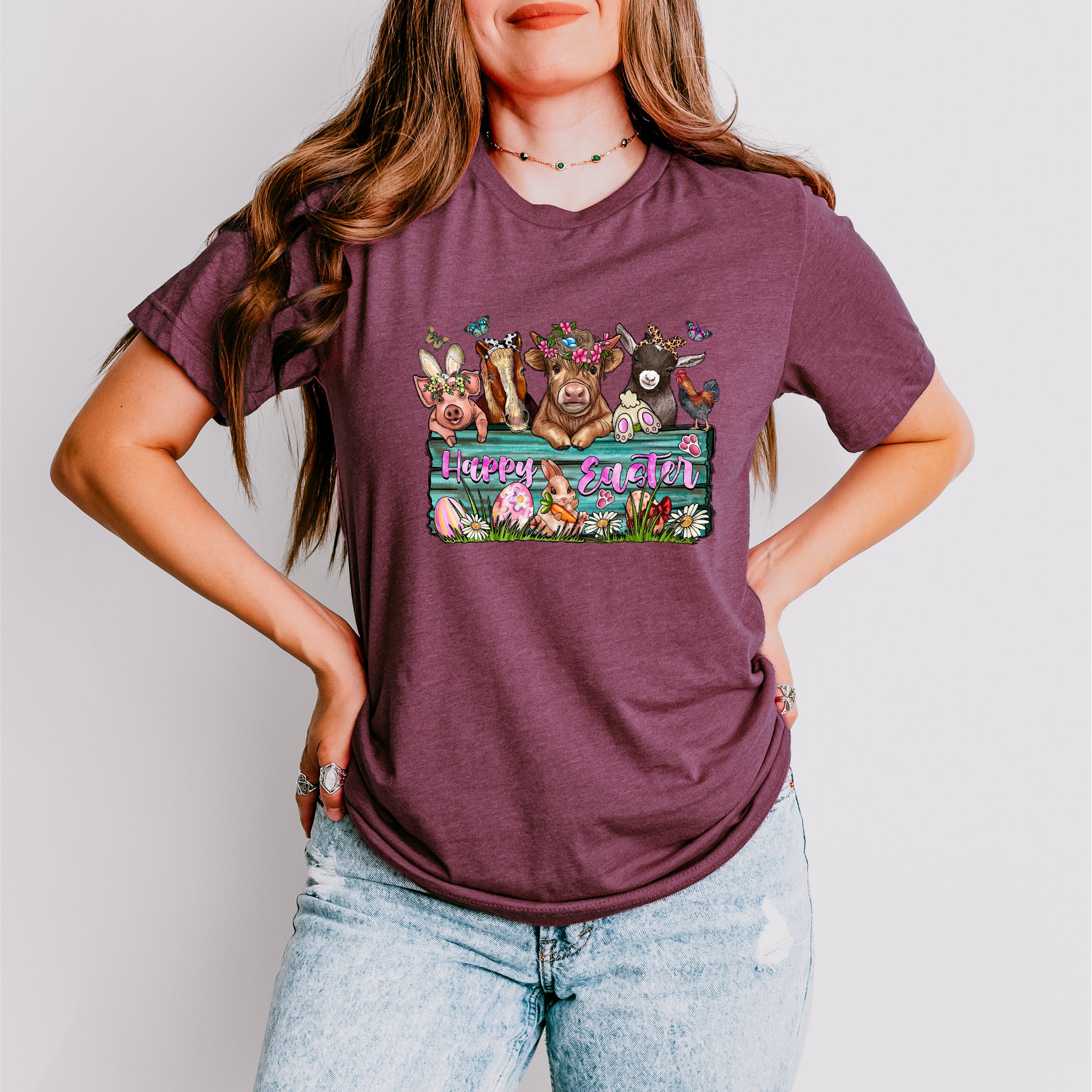 Happy Easter Animals Easter Day Unisex Crewneck T-Shirt Sweatshirt Hoodie