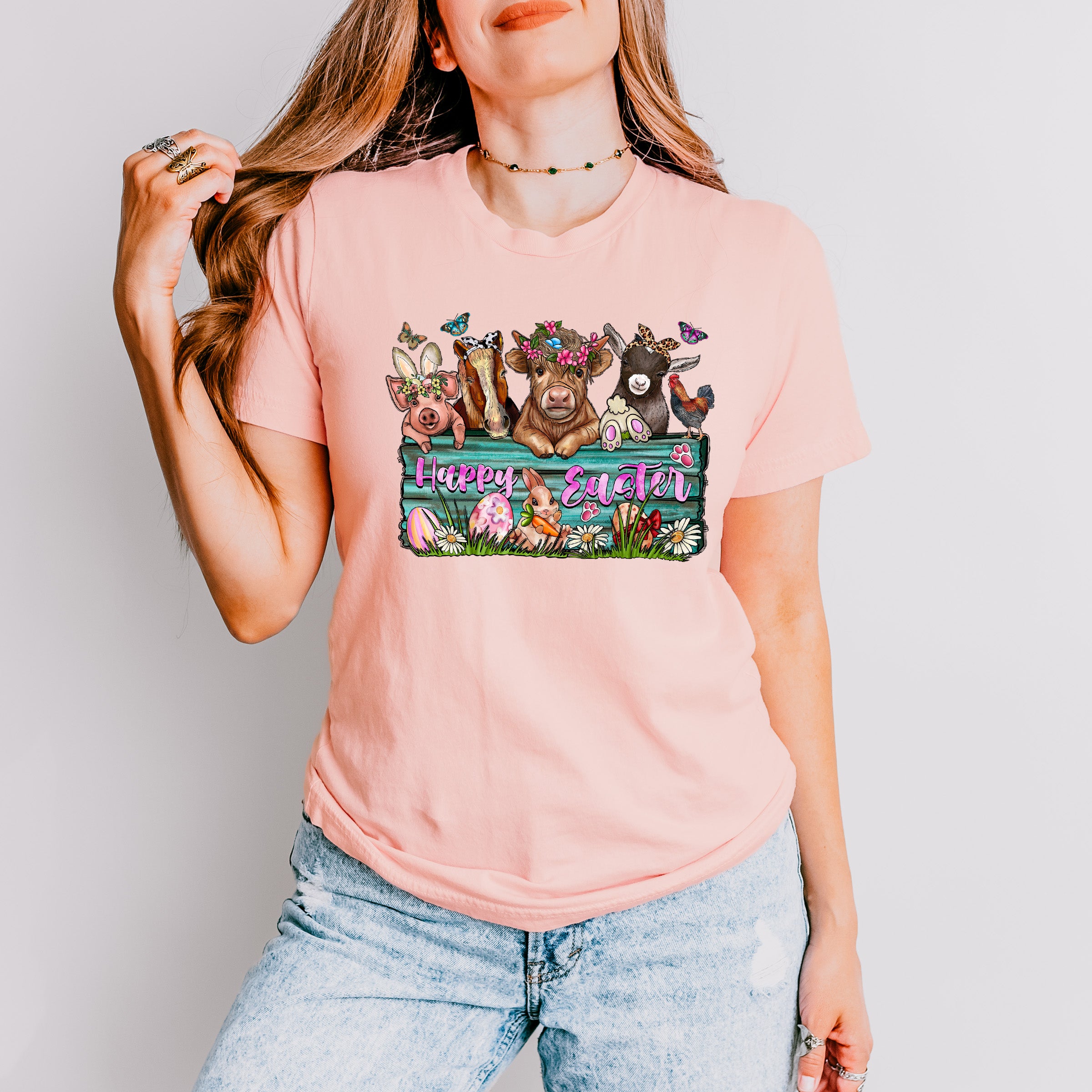 Happy Easter Animals Easter Day Unisex Crewneck T-Shirt Sweatshirt Hoodie
