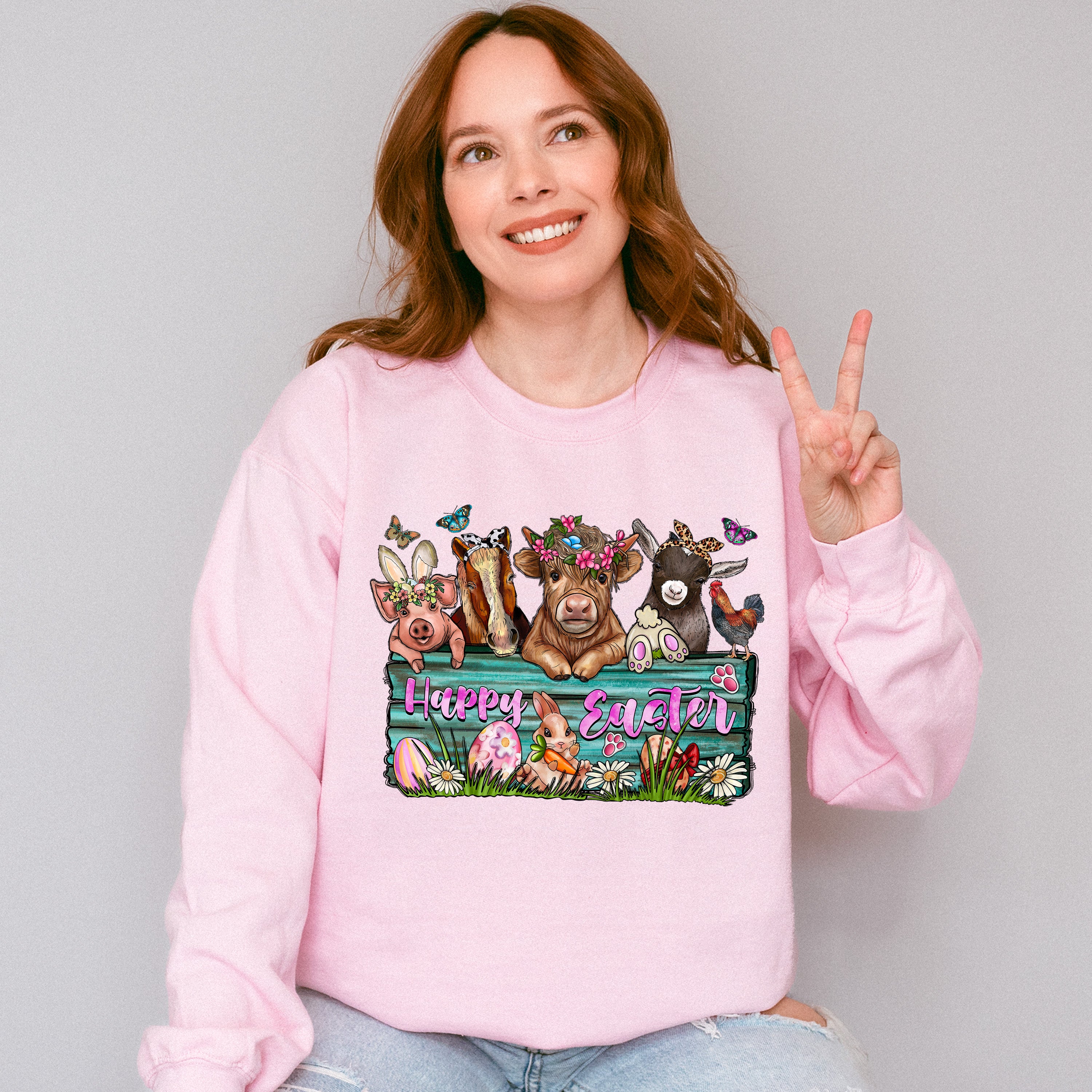 Happy Easter Animals Easter Day Unisex Crewneck T-Shirt Sweatshirt Hoodie
