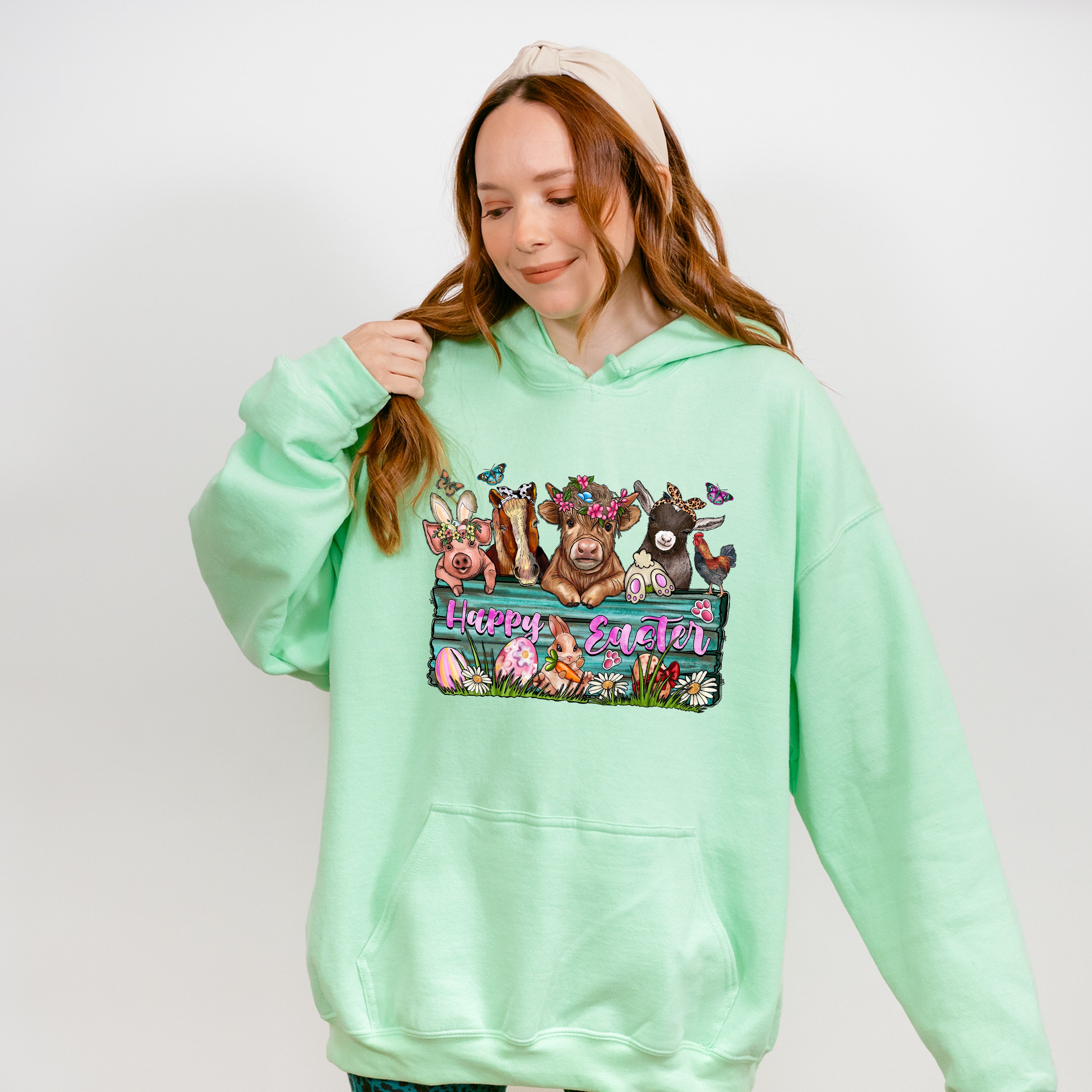Happy Easter Animals Easter Day Unisex Crewneck T-Shirt Sweatshirt Hoodie