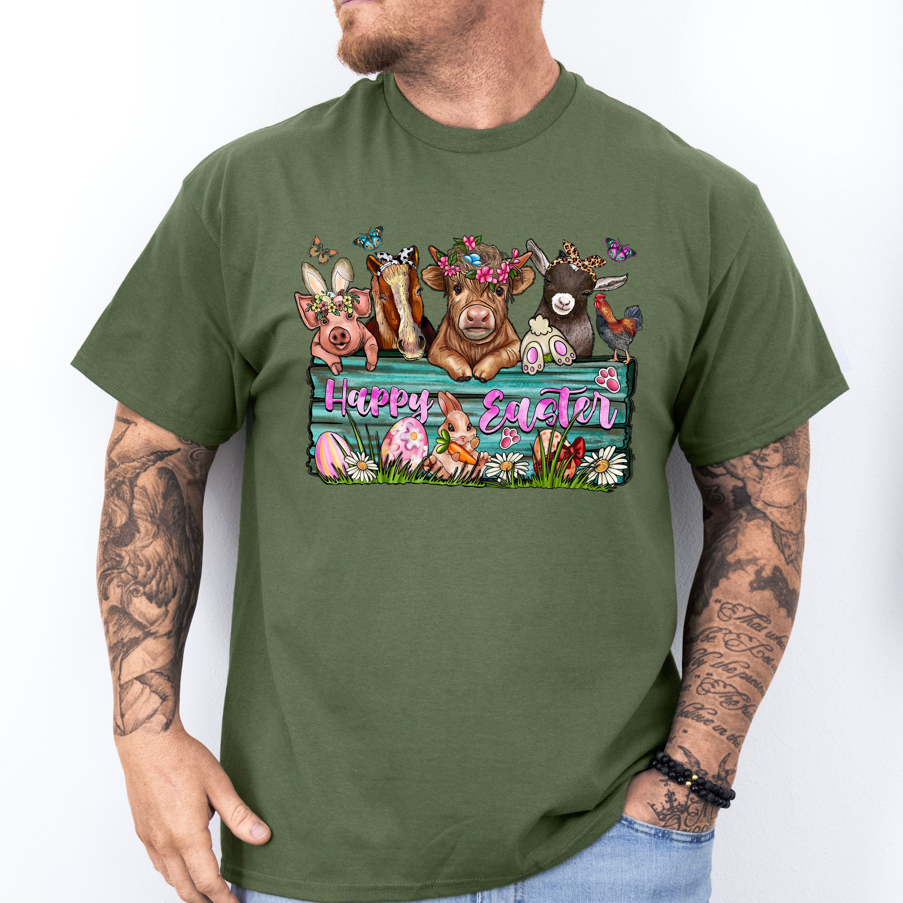 Happy Easter Animals Easter Day Unisex Crewneck T-Shirt Sweatshirt Hoodie
