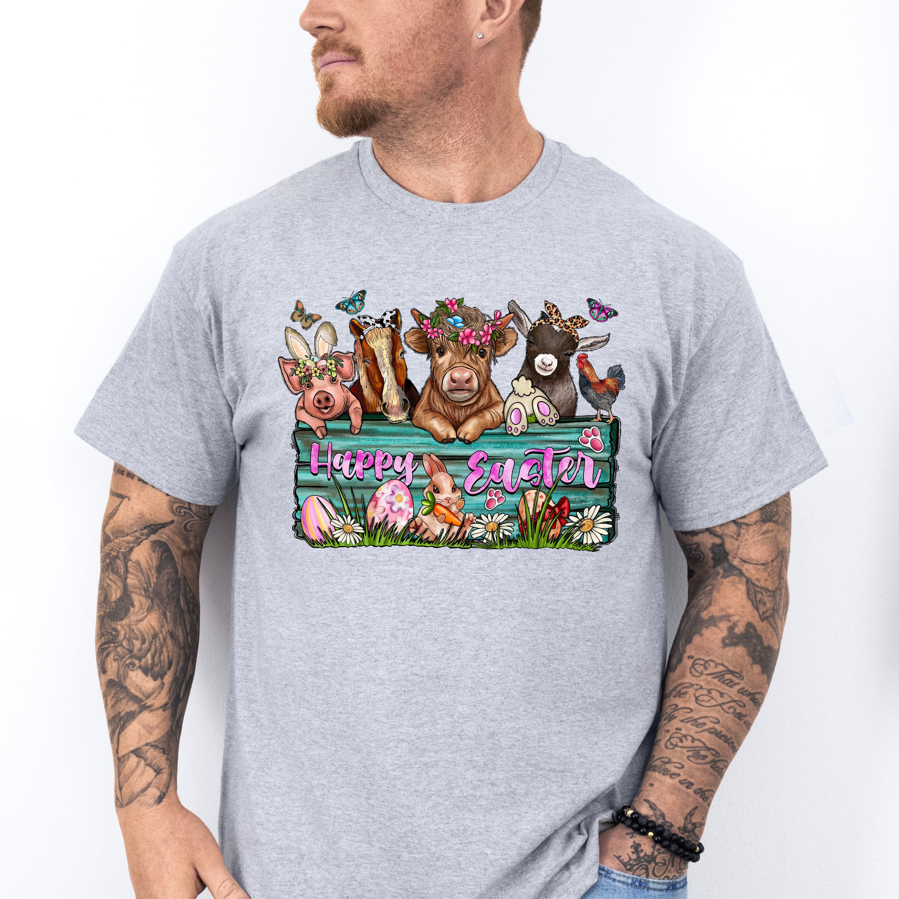 Happy Easter Animals Easter Day Unisex Crewneck T-Shirt Sweatshirt Hoodie