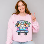 Bunny Truck Easter Day Unisex Crewneck T-Shirt Sweatshirt Hoodie