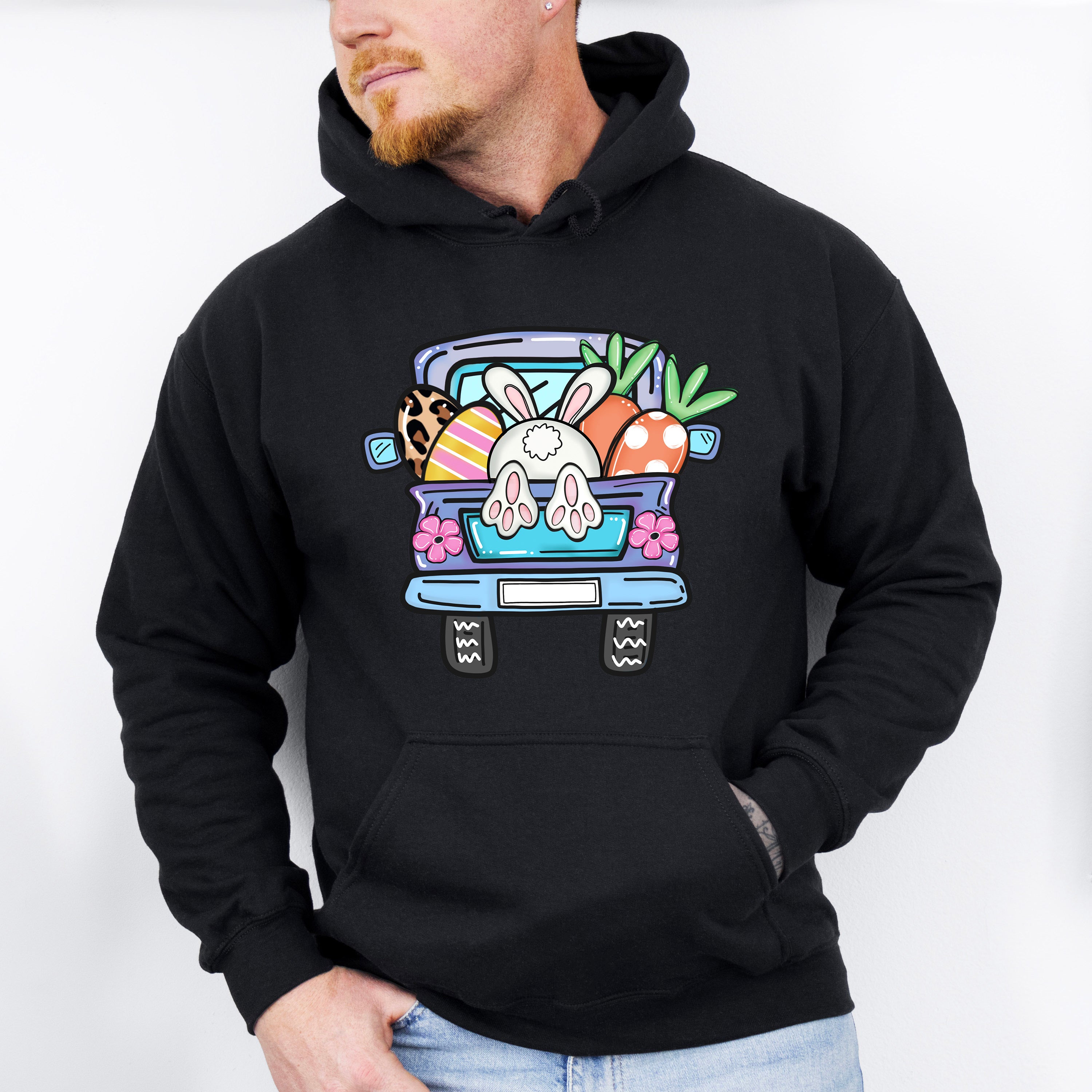 Bunny Truck Easter Day Unisex Crewneck T-Shirt Sweatshirt Hoodie