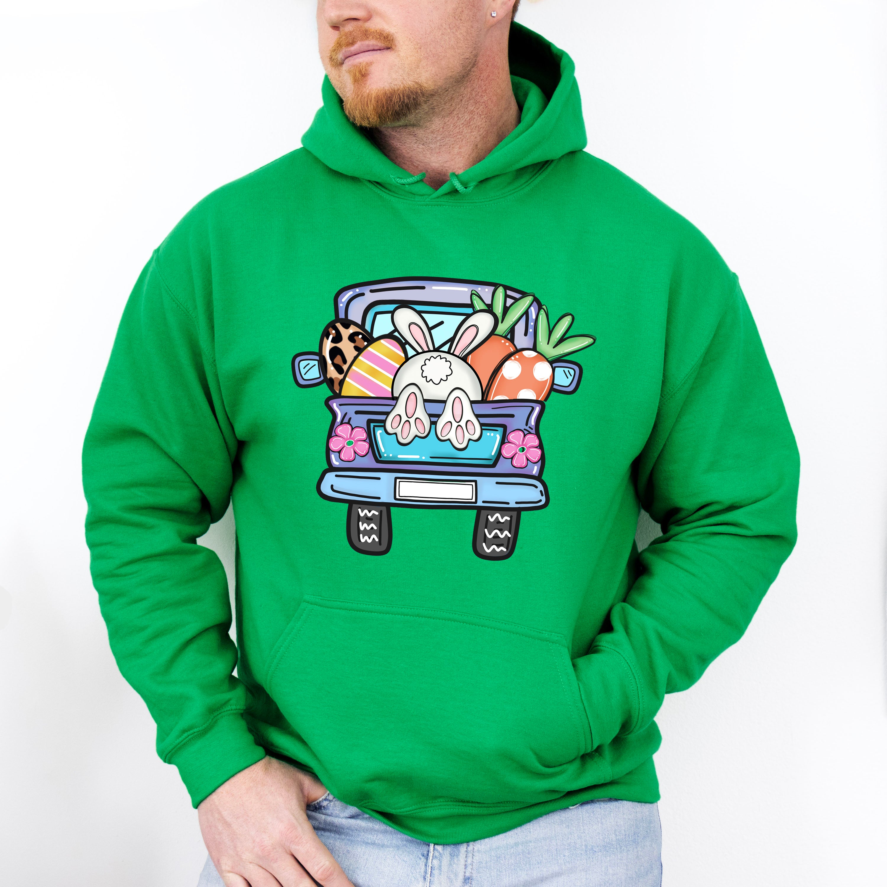 Bunny Truck Easter Day Unisex Crewneck T-Shirt Sweatshirt Hoodie