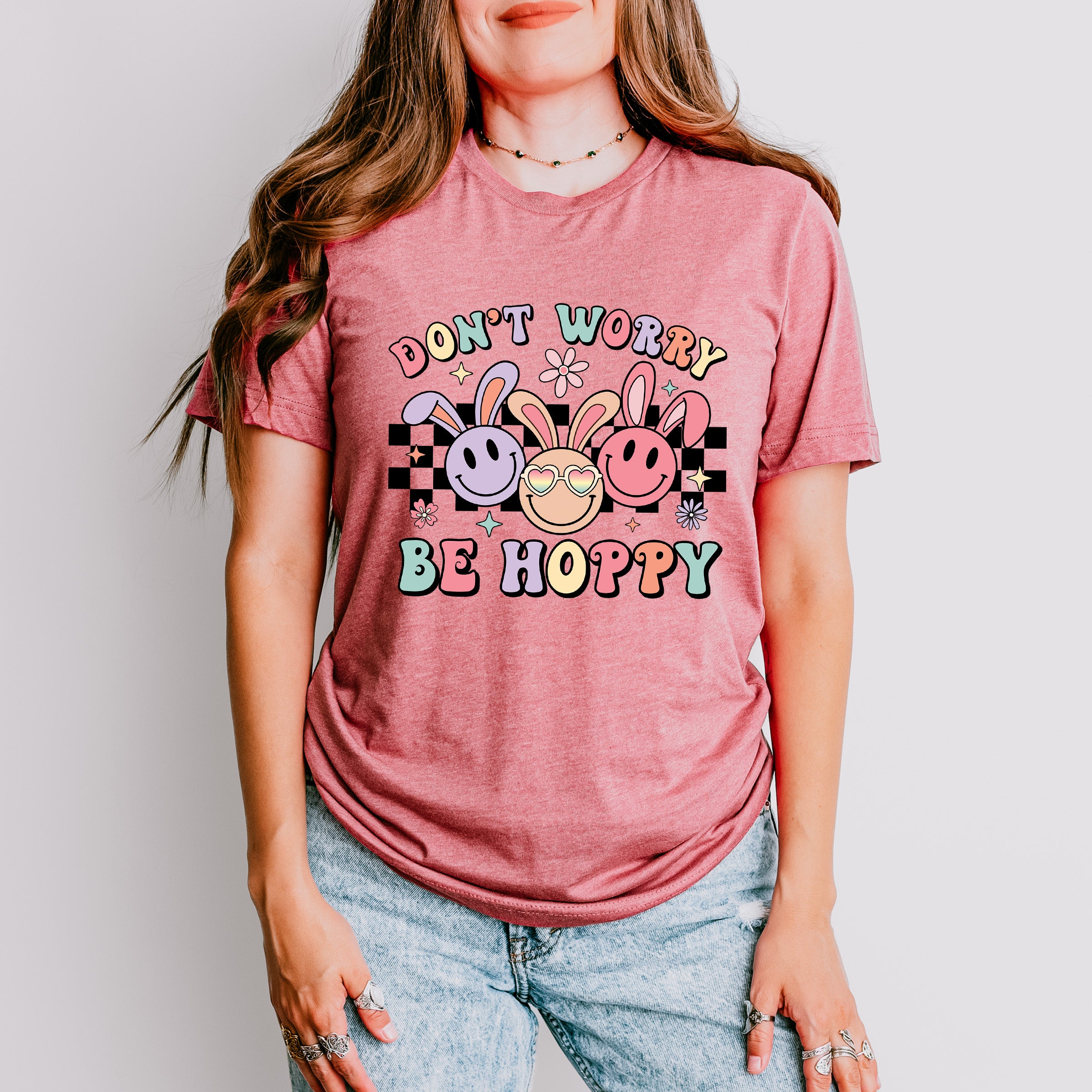 Don't Worry Be Hoppy Easter Day Unisex Crewneck T-Shirt Sweatshirt Hoodie