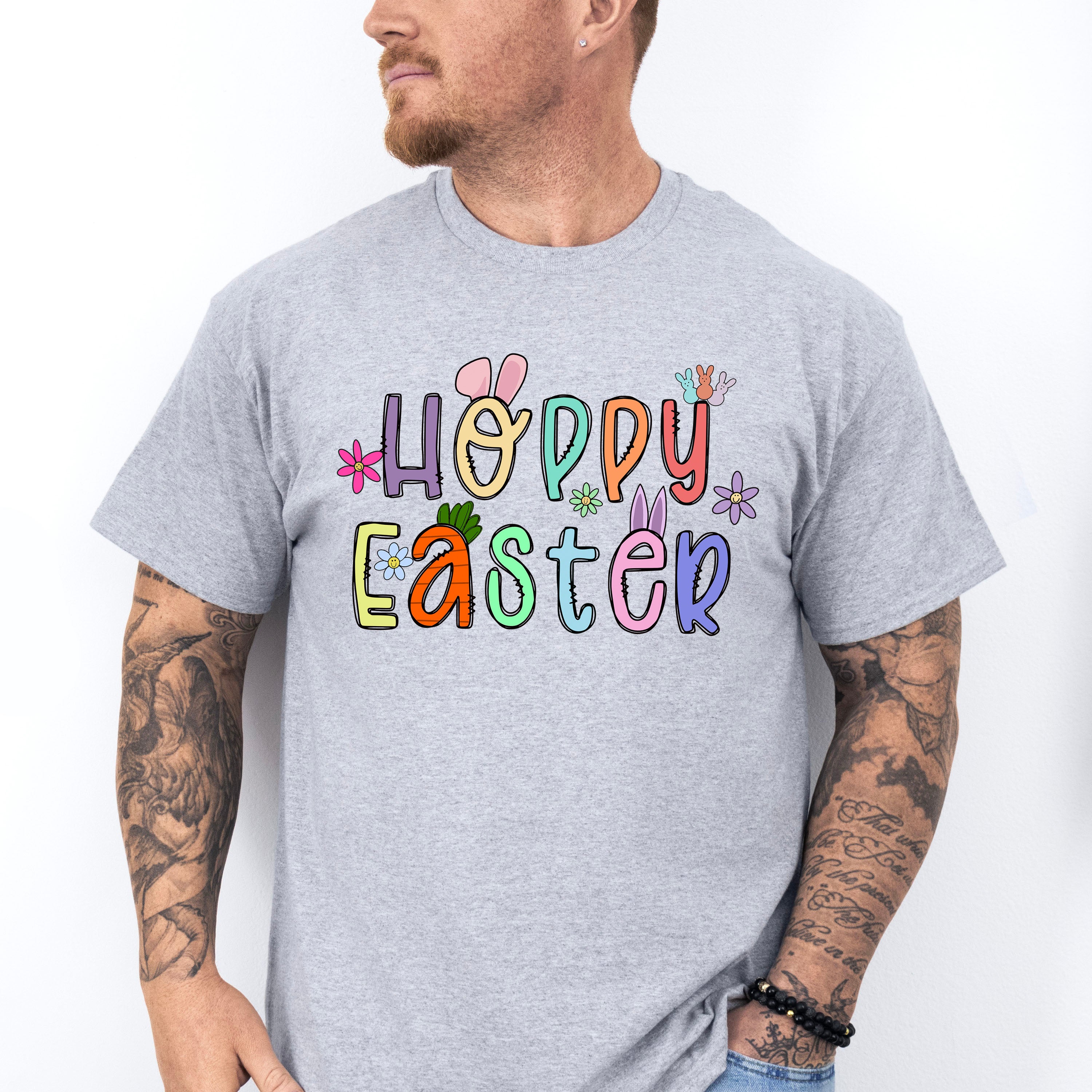 Hoppy Easter Flowers Easter Day Unisex Crewneck T-Shirt Sweatshirt Hoodie