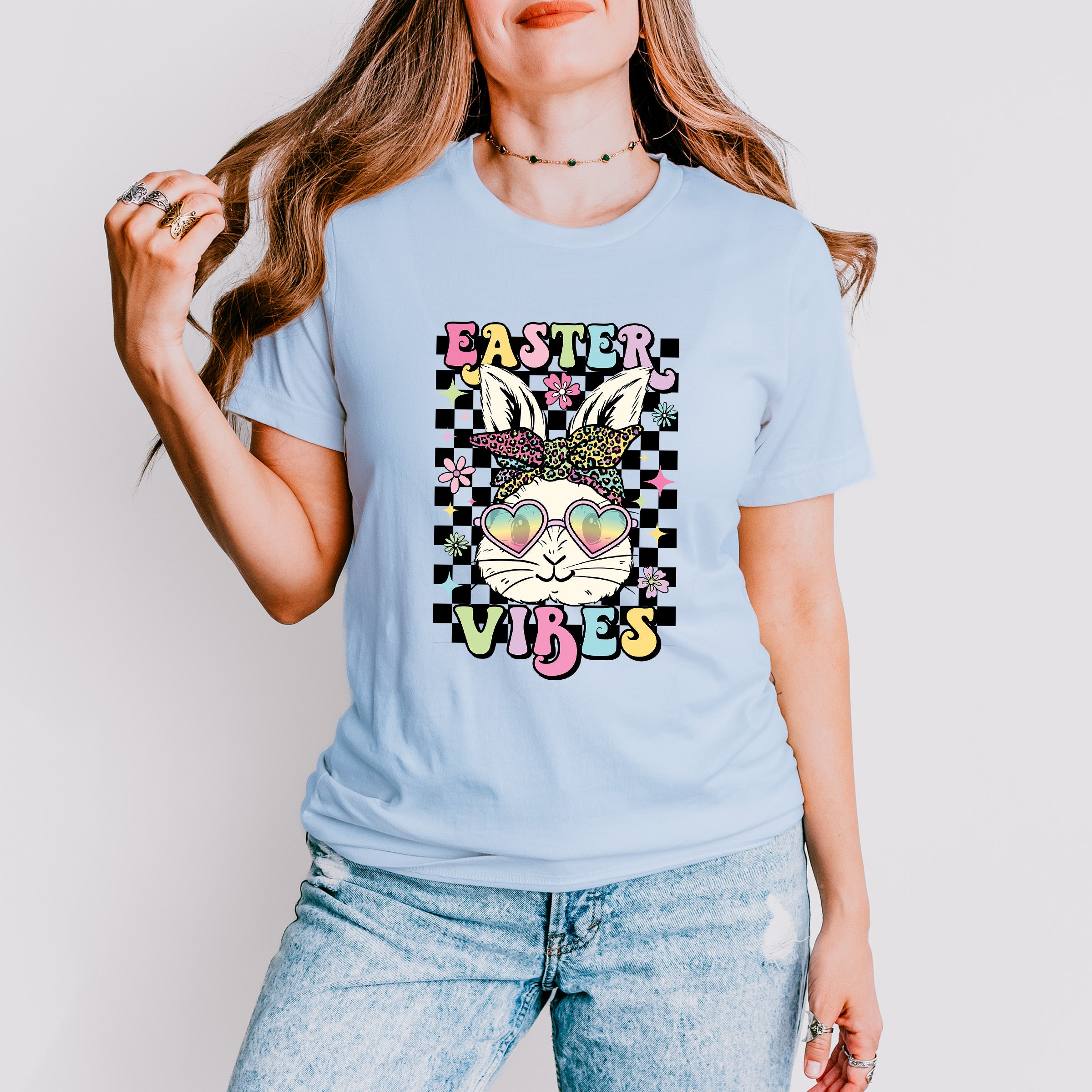 Easter Vibes Bunny Sunglasses Easter Day Unisex Crewneck T-Shirt Sweatshirt Hoodie