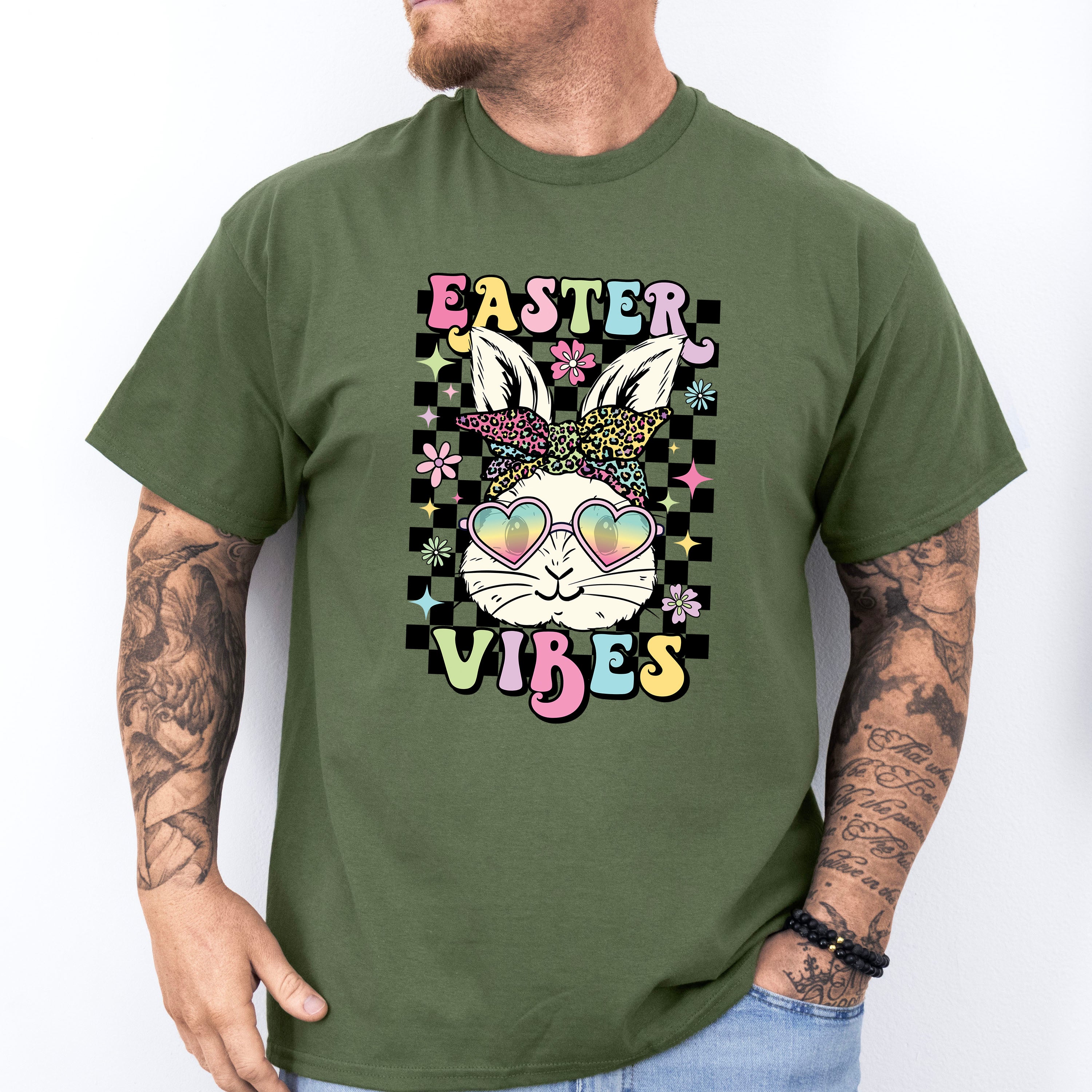 Easter Vibes Bunny Sunglasses Easter Day Unisex Crewneck T-Shirt Sweatshirt Hoodie